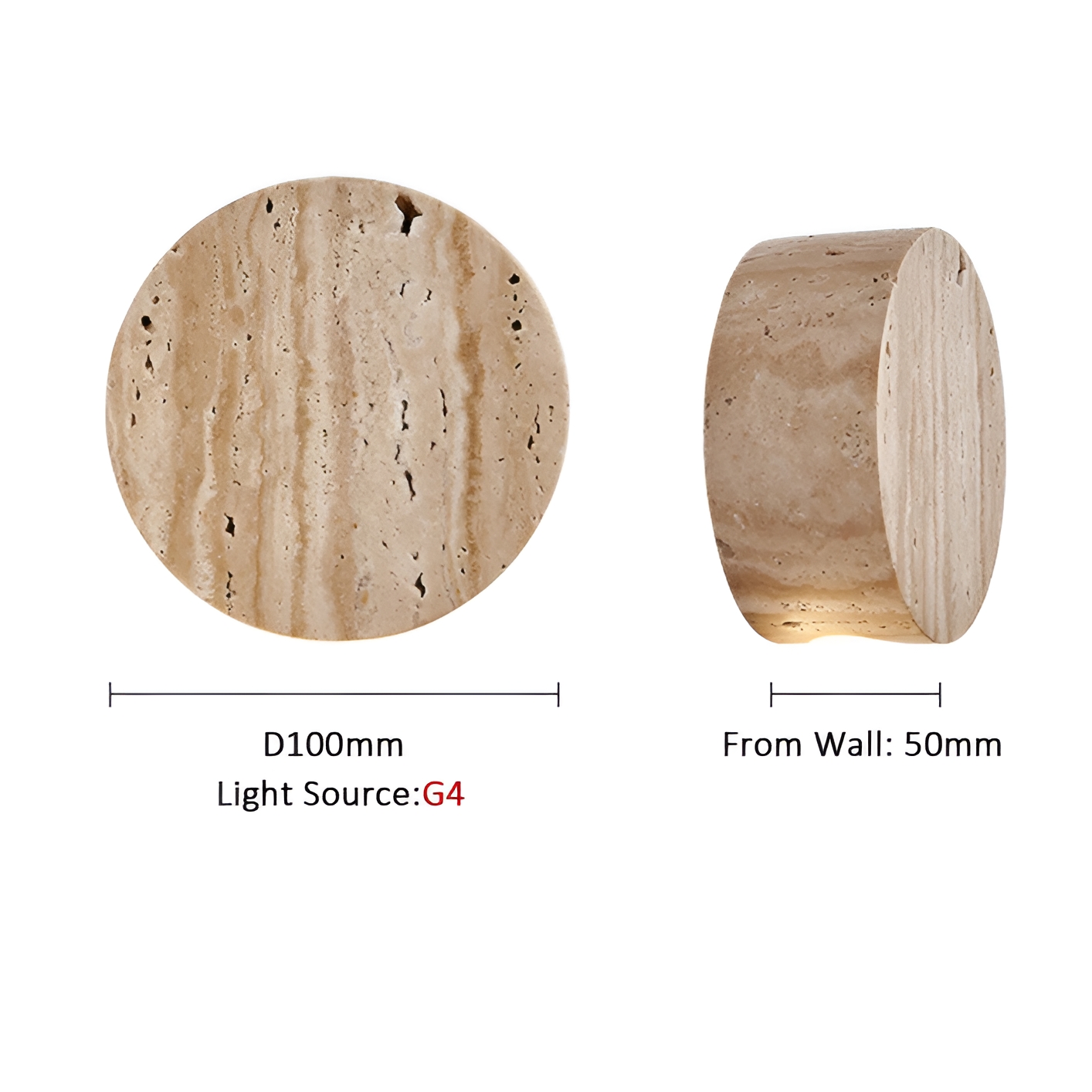 Japanese Wabi Sabi Natural Travertine Stone Wall Light D878