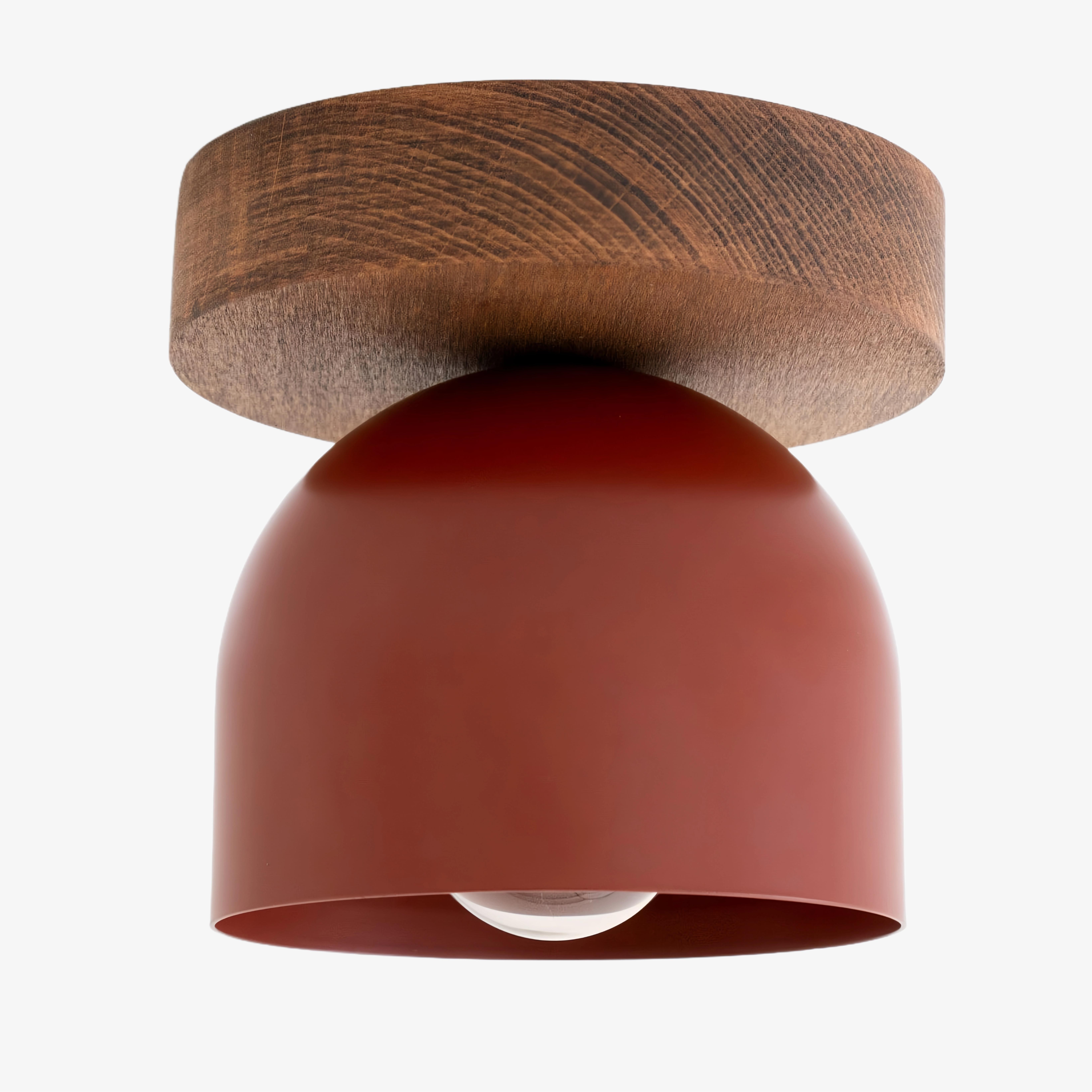 Metio Dome Flush Mount Ceiling Light - Oak Finish with Metal Shade K1421