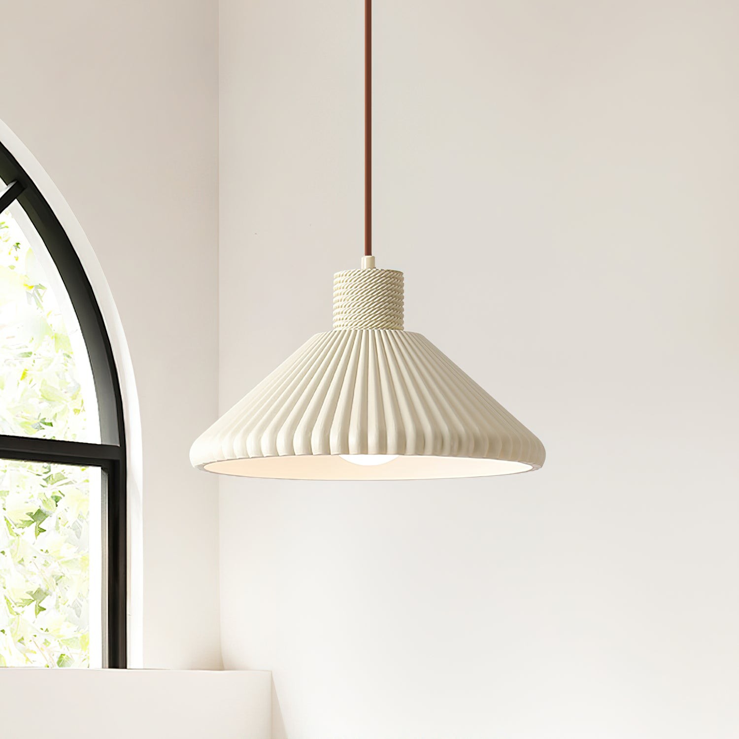 Cream Style Cone Striped Pendant Lamp K681