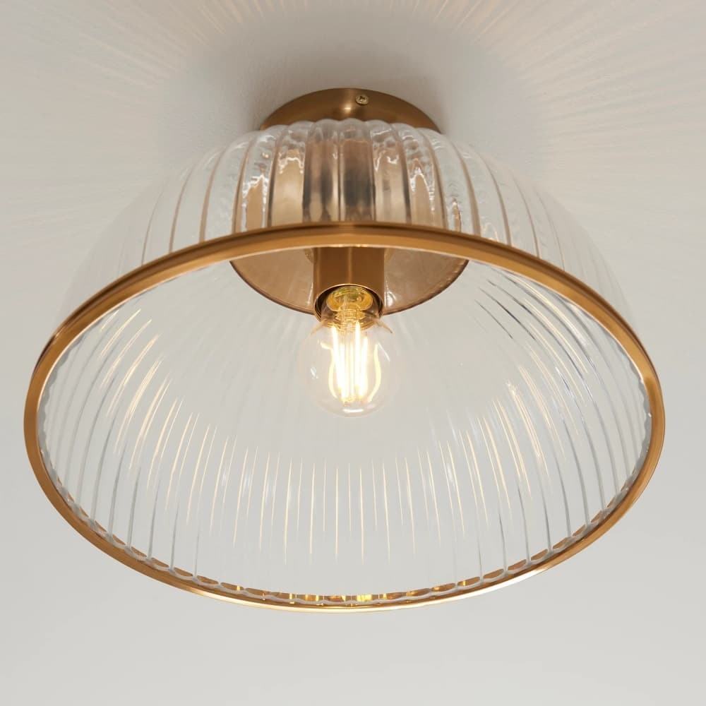 Luntra Ribbed Glass Uplighter Flush - Elegant Ceiling Light for Hallways K1937