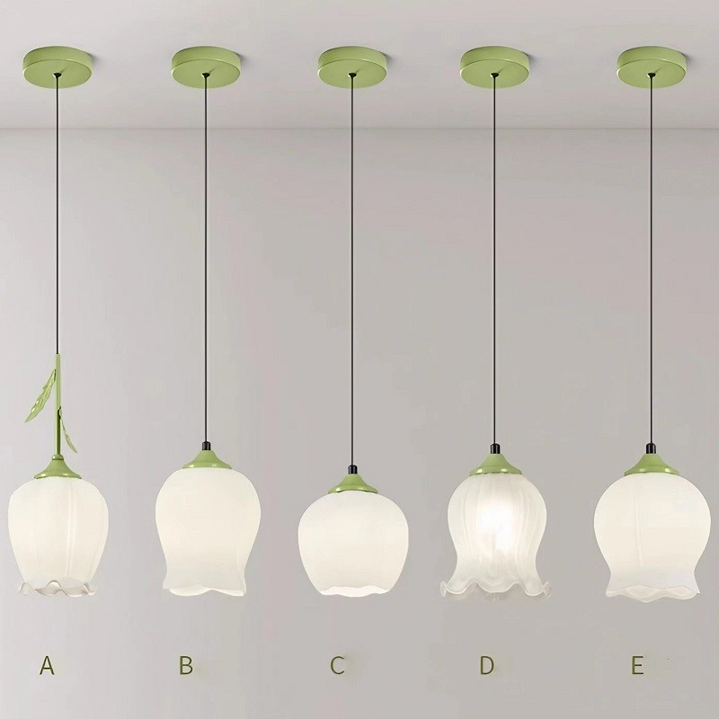 Flower Bud Milk Glass Pendant Light K14