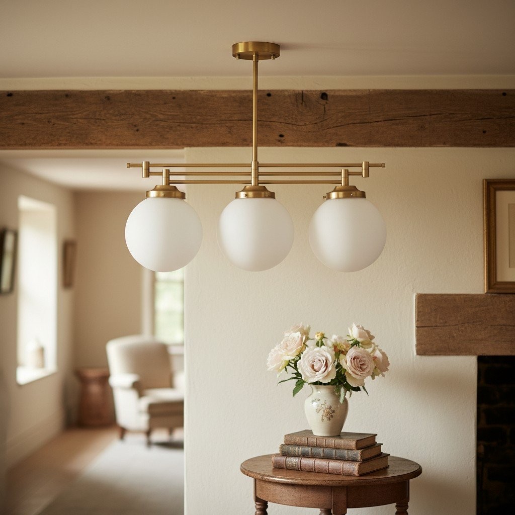Glorica Glass Frosted Globe Pendant Light - Art Deco Hanging Light for Home K1514
