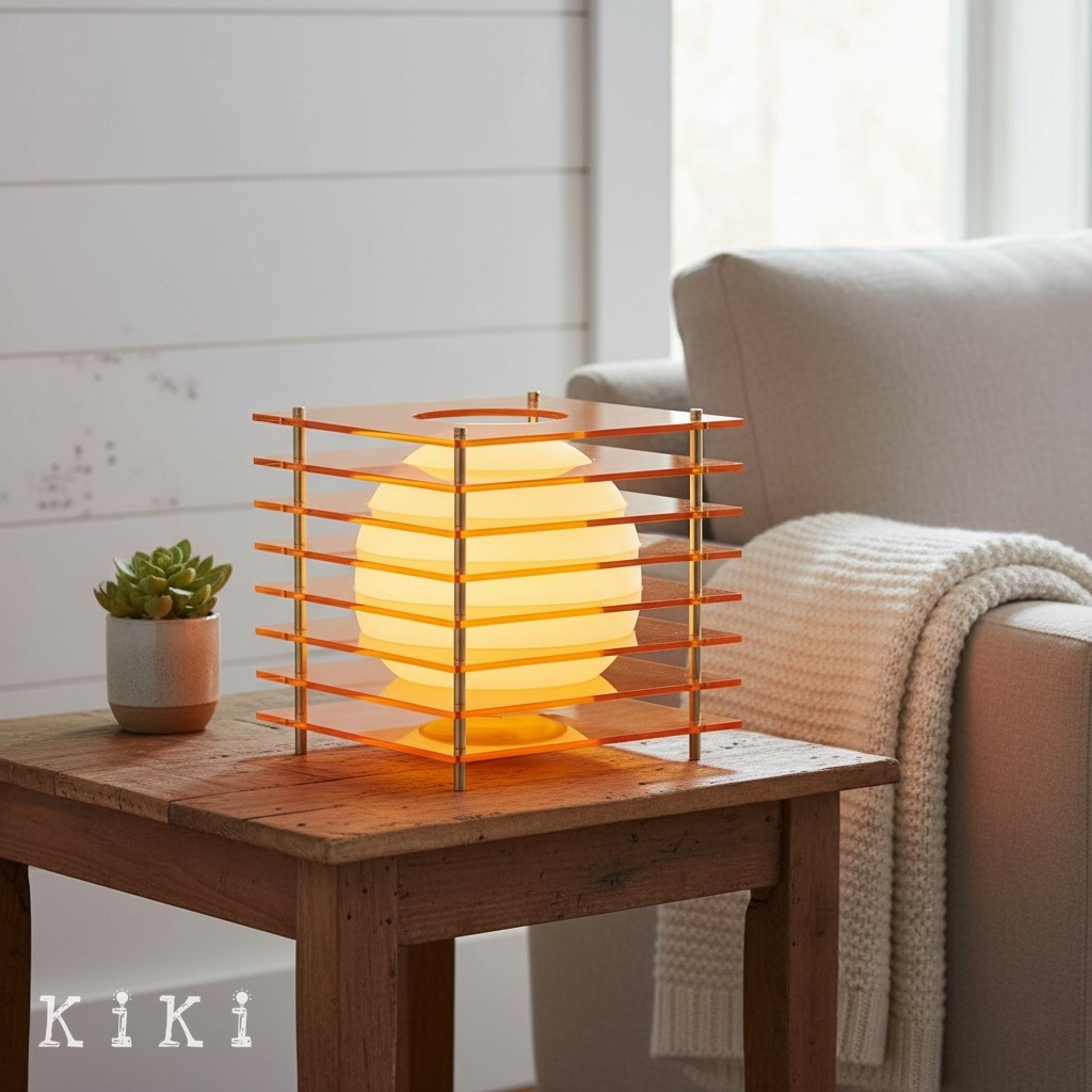 Afterglow Geometric Cube Sphere Table Lamp - Modern Acrylic Accent Light for Bedroom Decor K2078