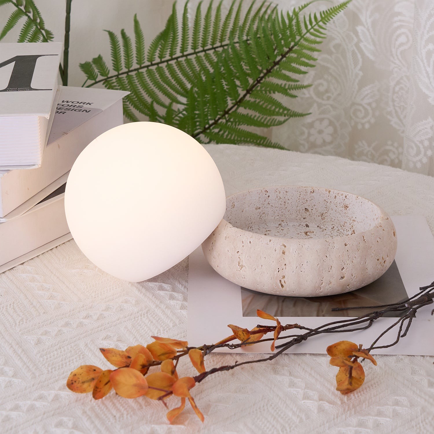 Modern Travertine Cute Mini Orb Table Lamp K853