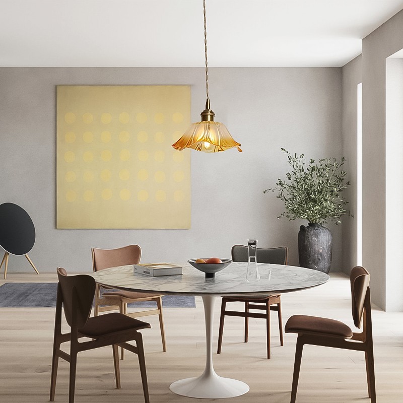 Lotus Retro Glass Pendant Light For Kitchen