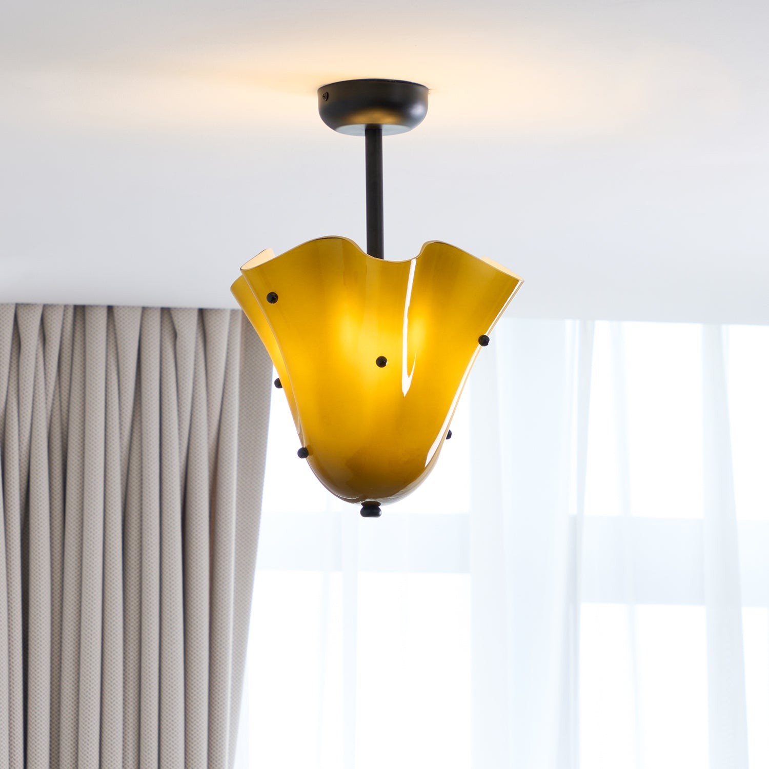 Bellina Glass Flush Mount – Artistic Fazzo Ceiling Lamp for Bedroom or Hallway K1133