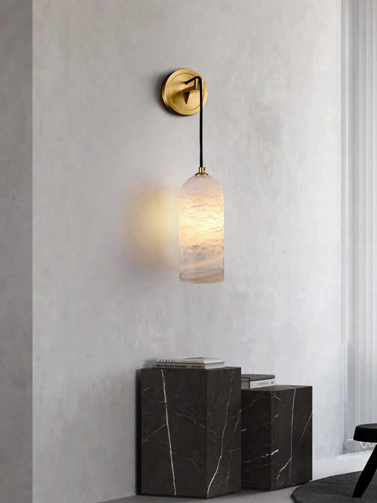 Modern Minimalist Copper Natural Marble Adjustable Wire Wall Lamp K527