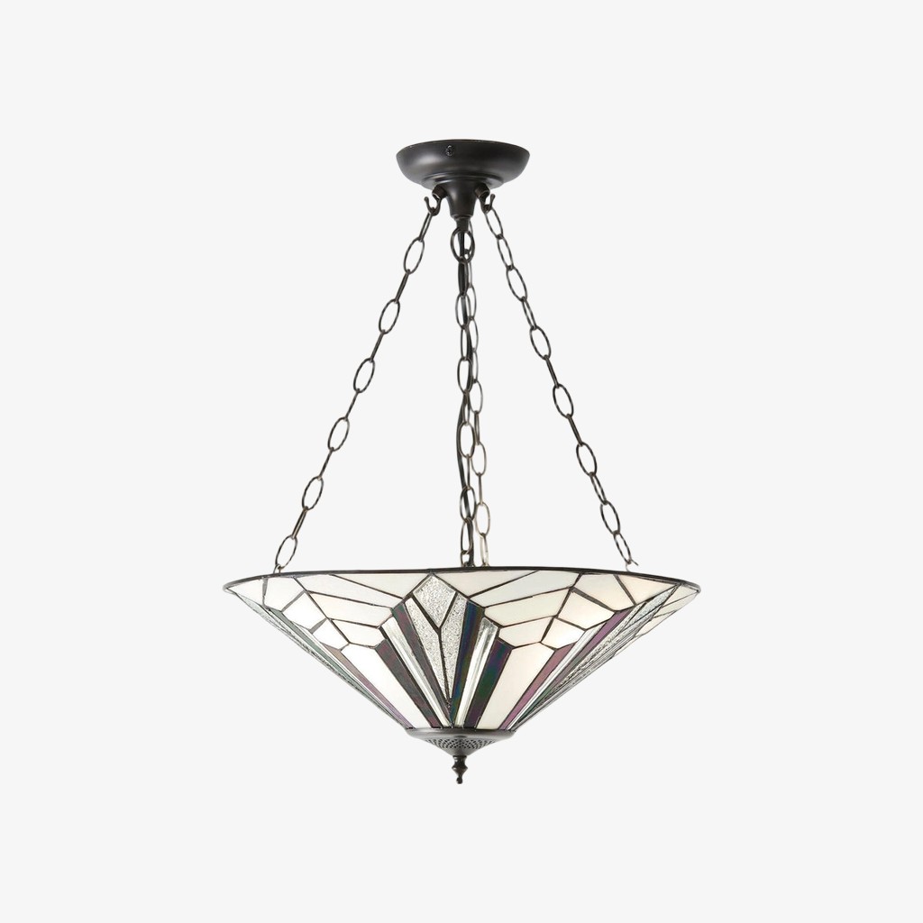 TF Astoria Decorative Stained Glass Semi Flush Light - Art Deco Ceiling Fixture K2003
