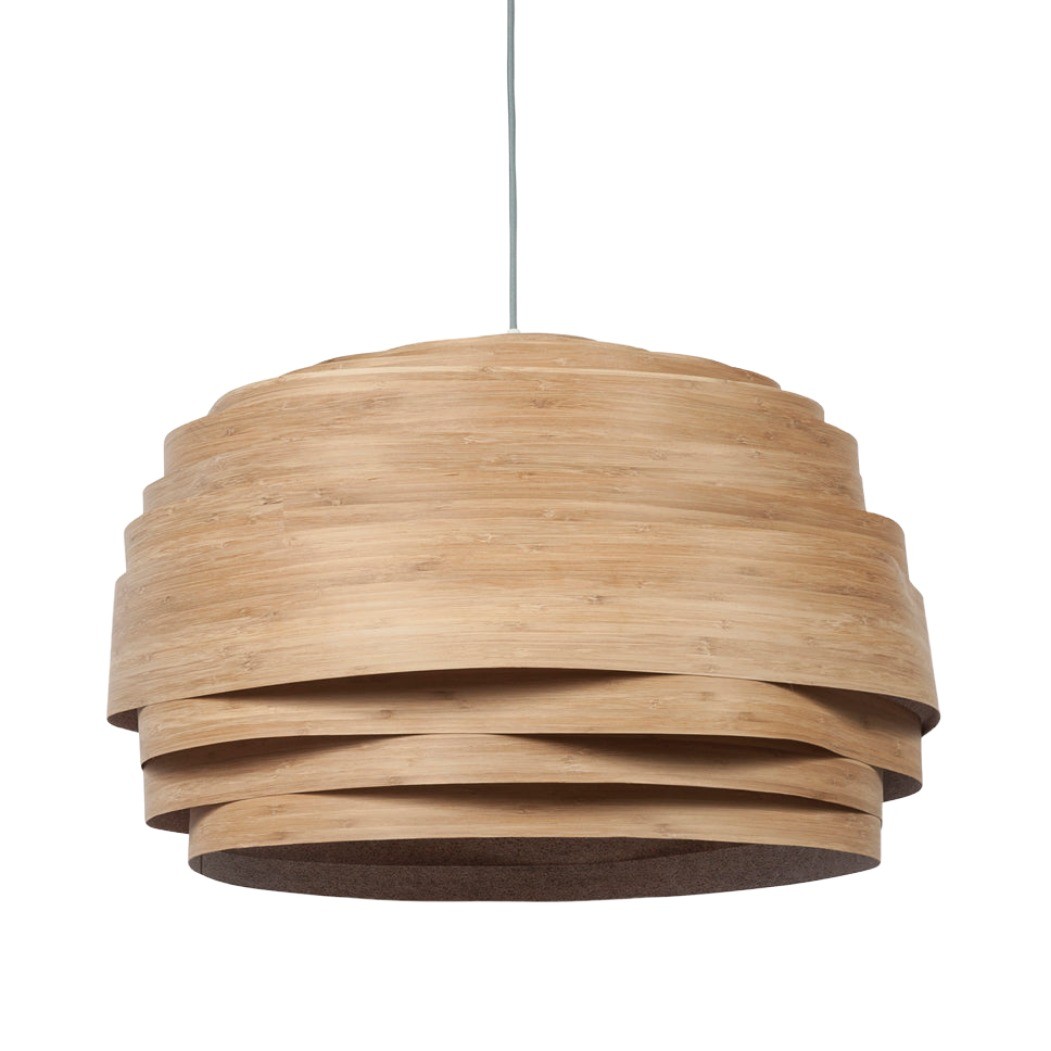 Rustic Wood Drum Veneer Pendant Light K197