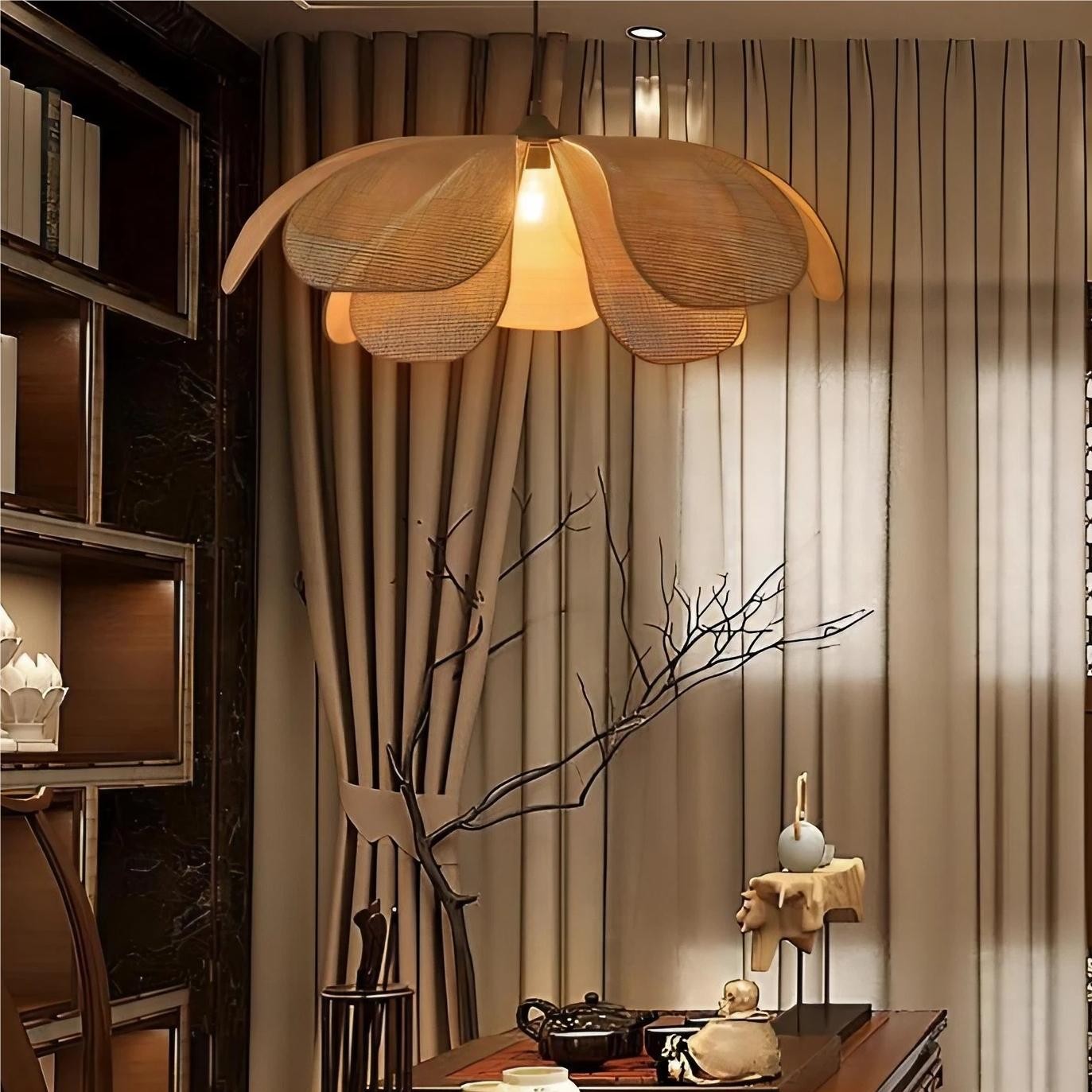 Rustic Petal Design Rattan Chandelier K75