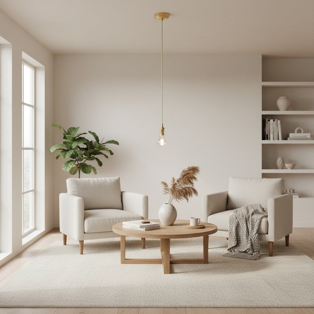 Plaitar Modern Brass Pendant Light - Minimalist Ceiling Fixture with Braided Cord for Hallways K1963