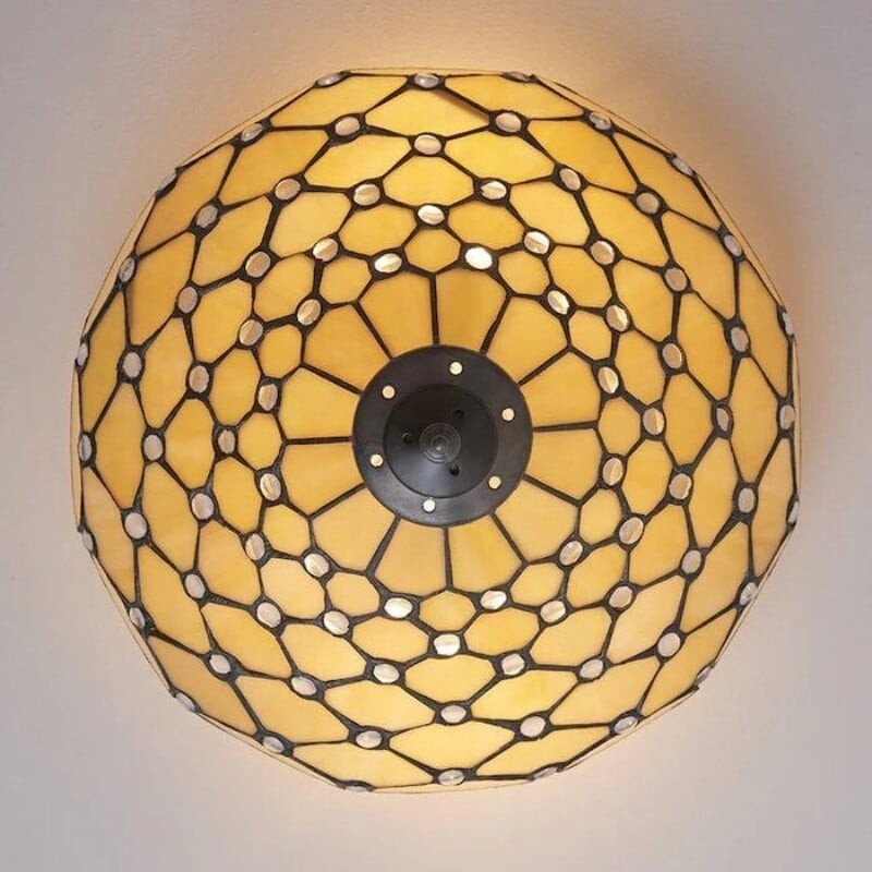 TF Pearl Handcrafted Tiffany Ceiling Light - Art Deco Stained Glass Light for Hallway or Living Room K1967