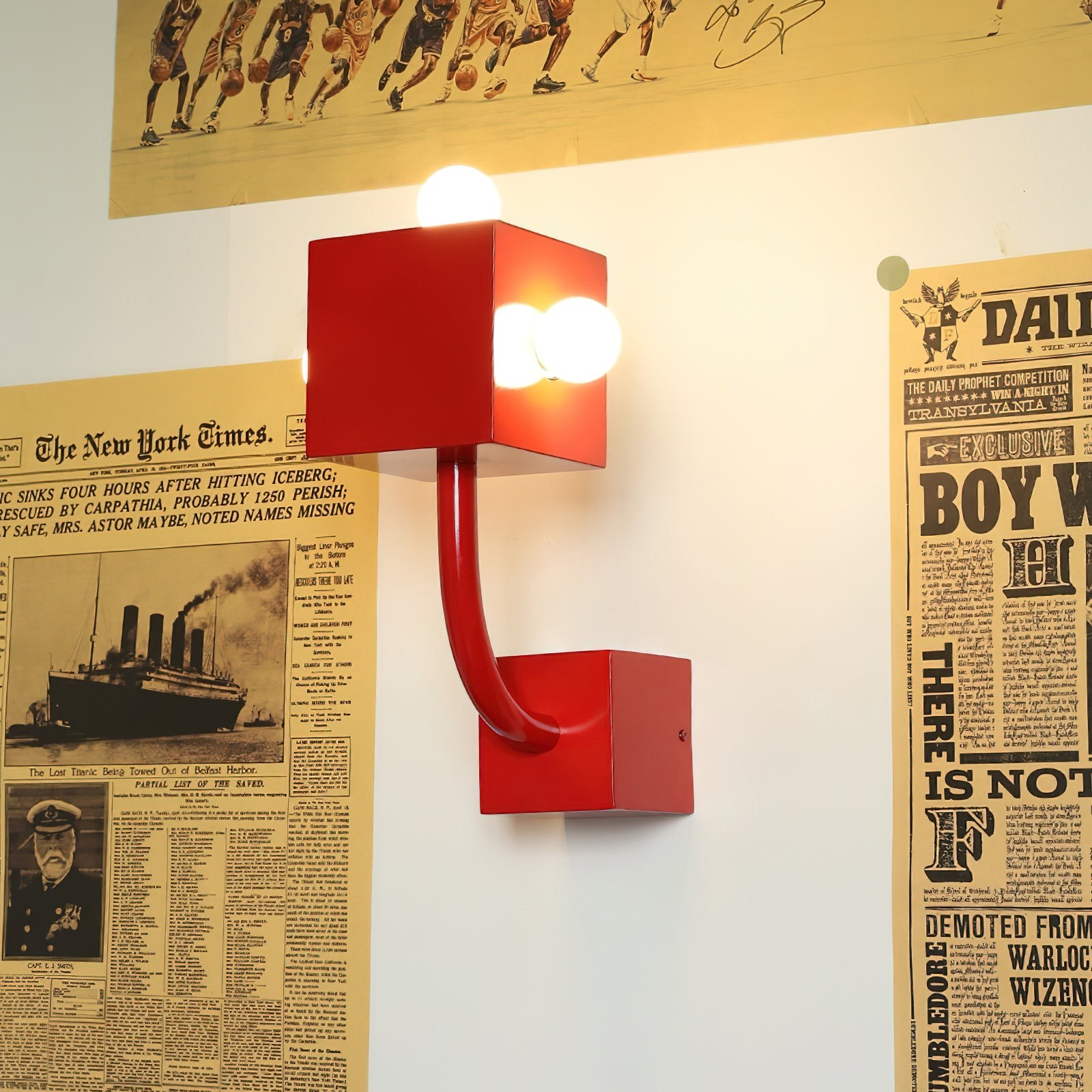 Red Cube Metal Wall Lamp K616