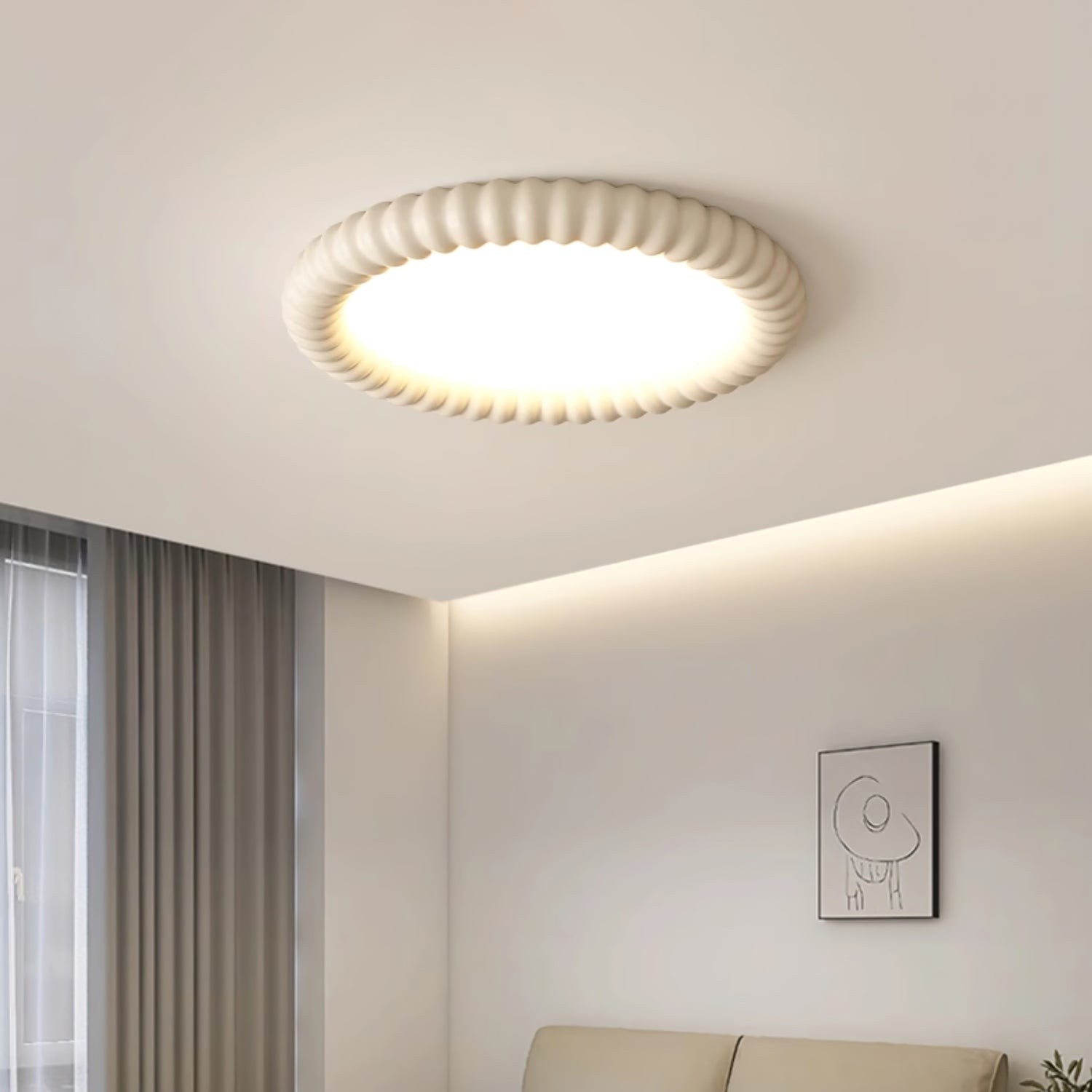 Cream Style Ripple Ring Ceiling Lamp K633