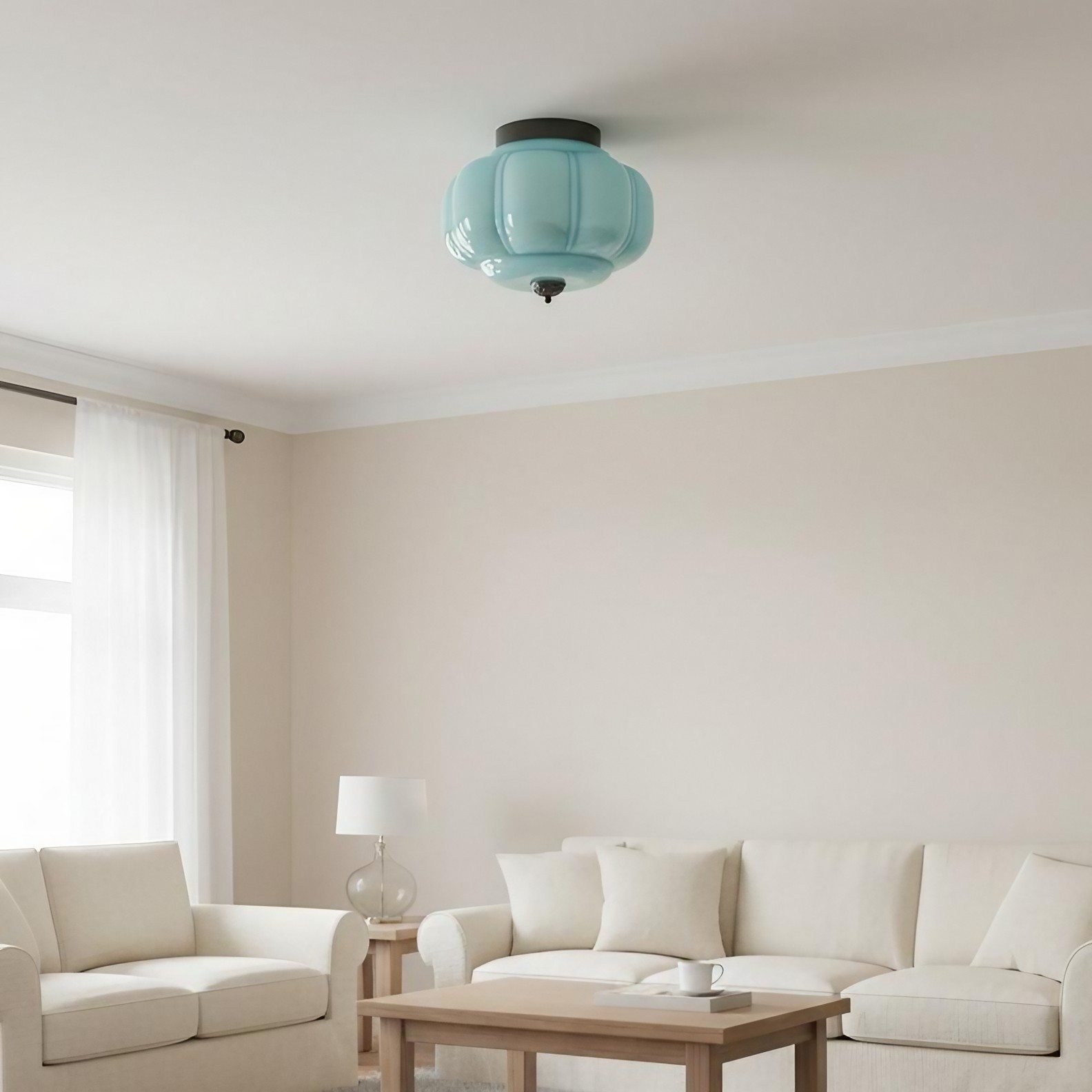 Eloise Retro Milk Glass Semi Flush Mount Ceiling Light K868