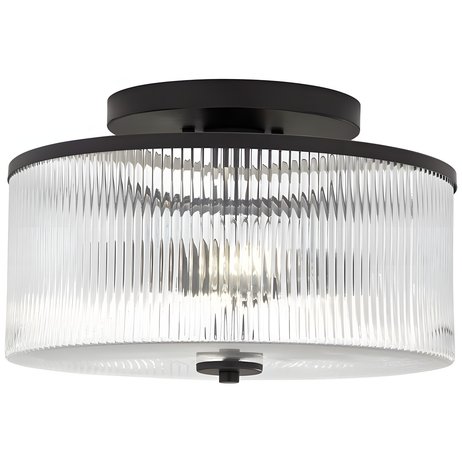 Claude Farmhouse Striped Glass Drum Ceiling Light K919