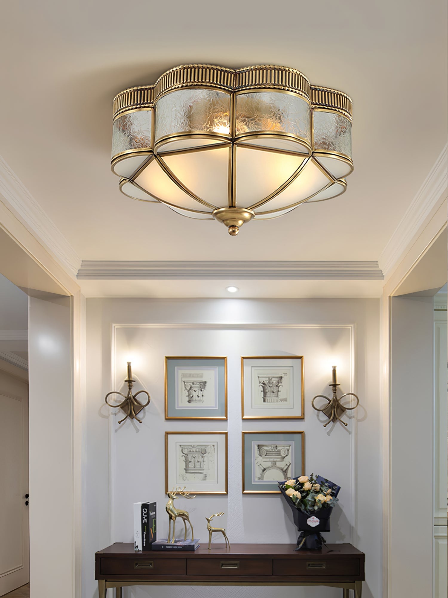 Brass Domed Flush Ceiling Lamp K274
