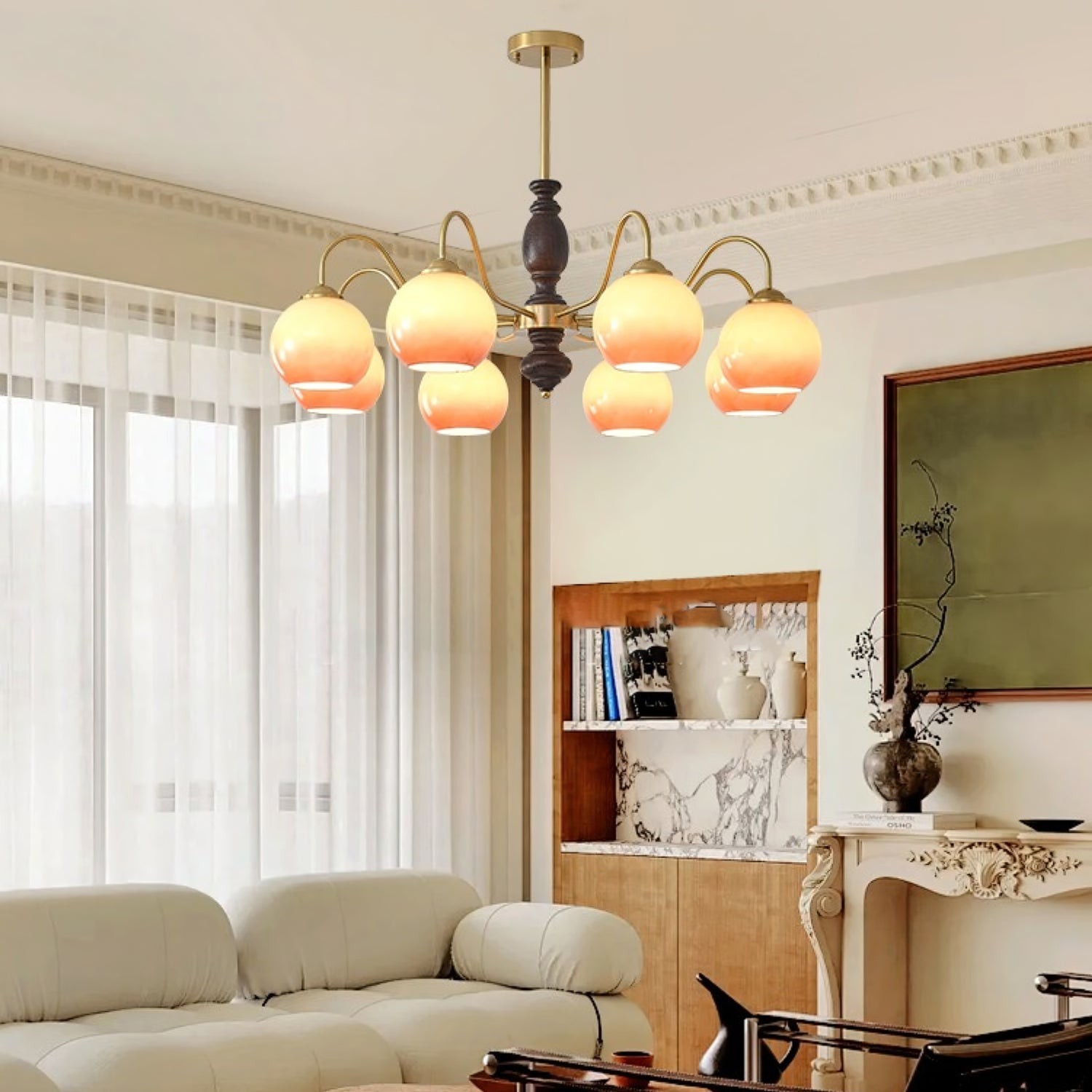 French Medieval Style Caramel Orb Chandelier K292