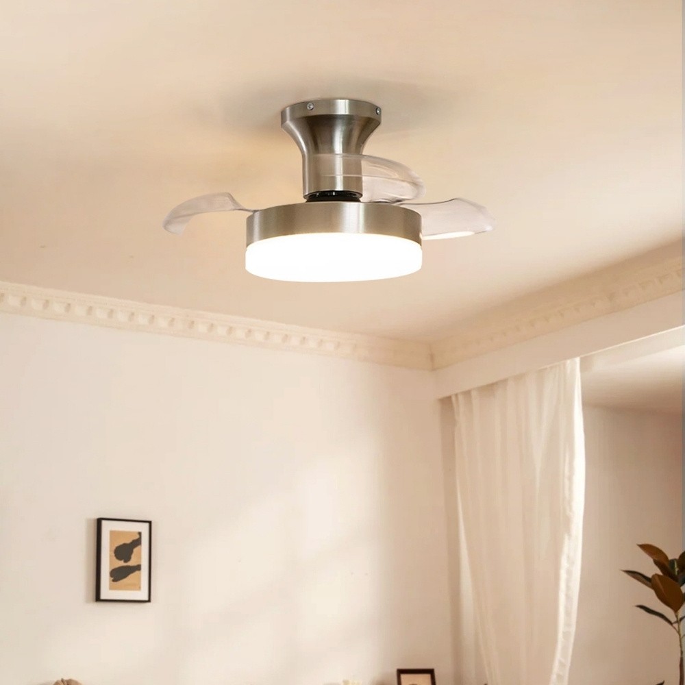 Retro Invisible 3 Blade Ceiling Fan With Light For Living Room K1107