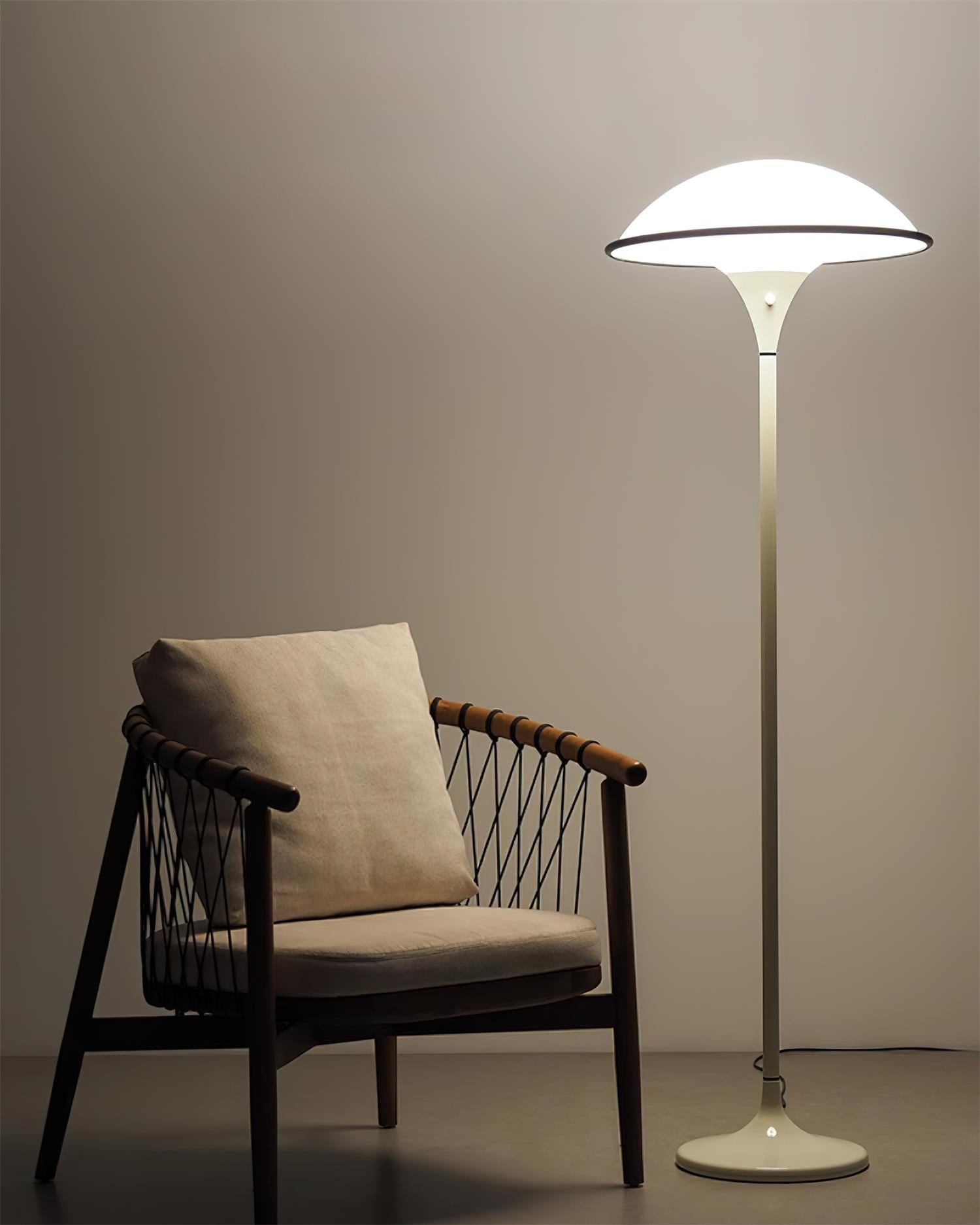 Danish Retro White Flying Saucer Floor Lamp K393