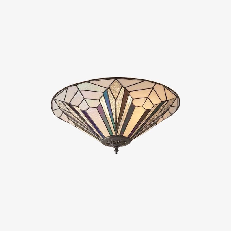 TiffStar Art Glass Ceiling Light - Vintage Style Flush Mount for Living Room K1786