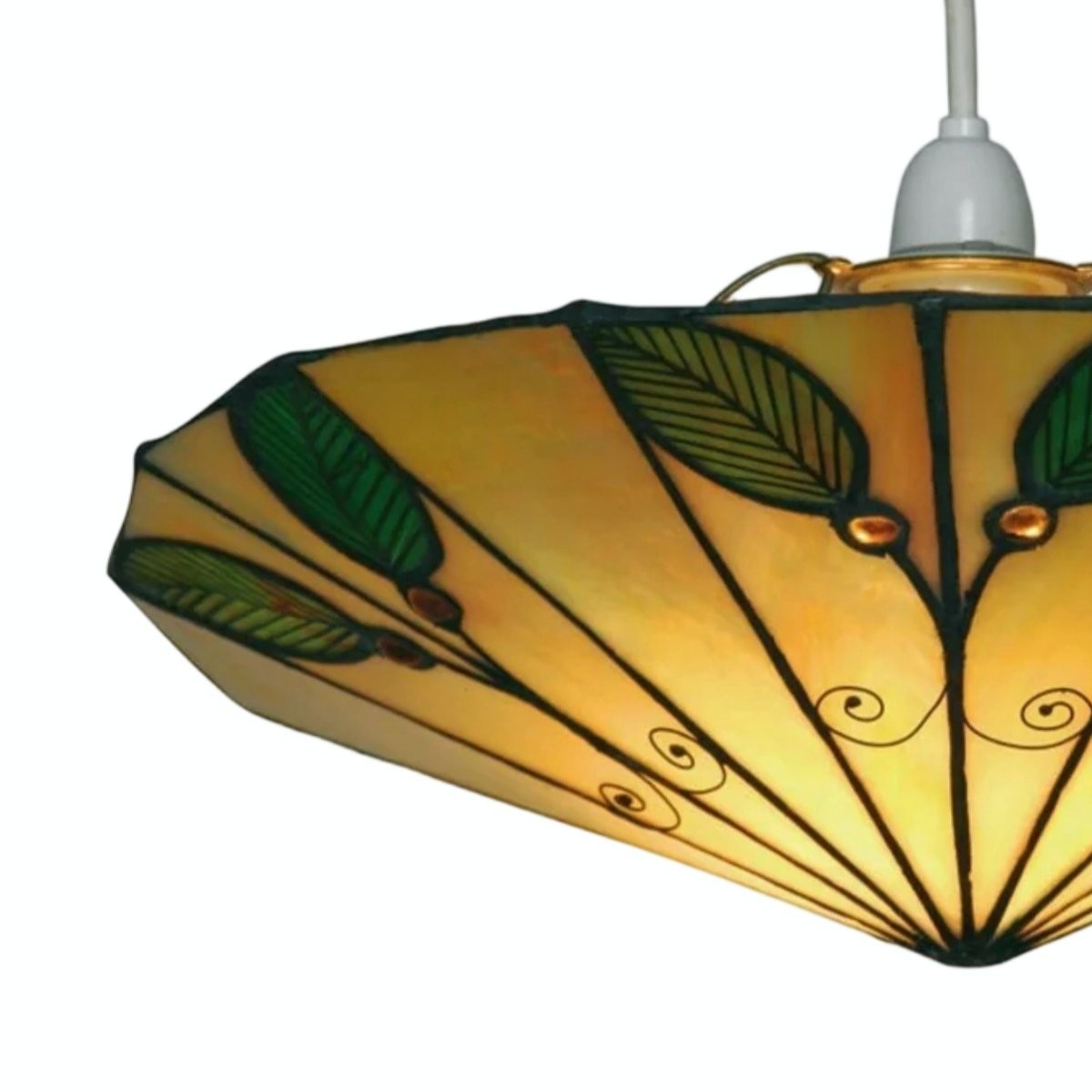 TF Harken Tiffany Geometric Leaf Pendant Lamp - Classic Accent Lighting for Bedroom K1795