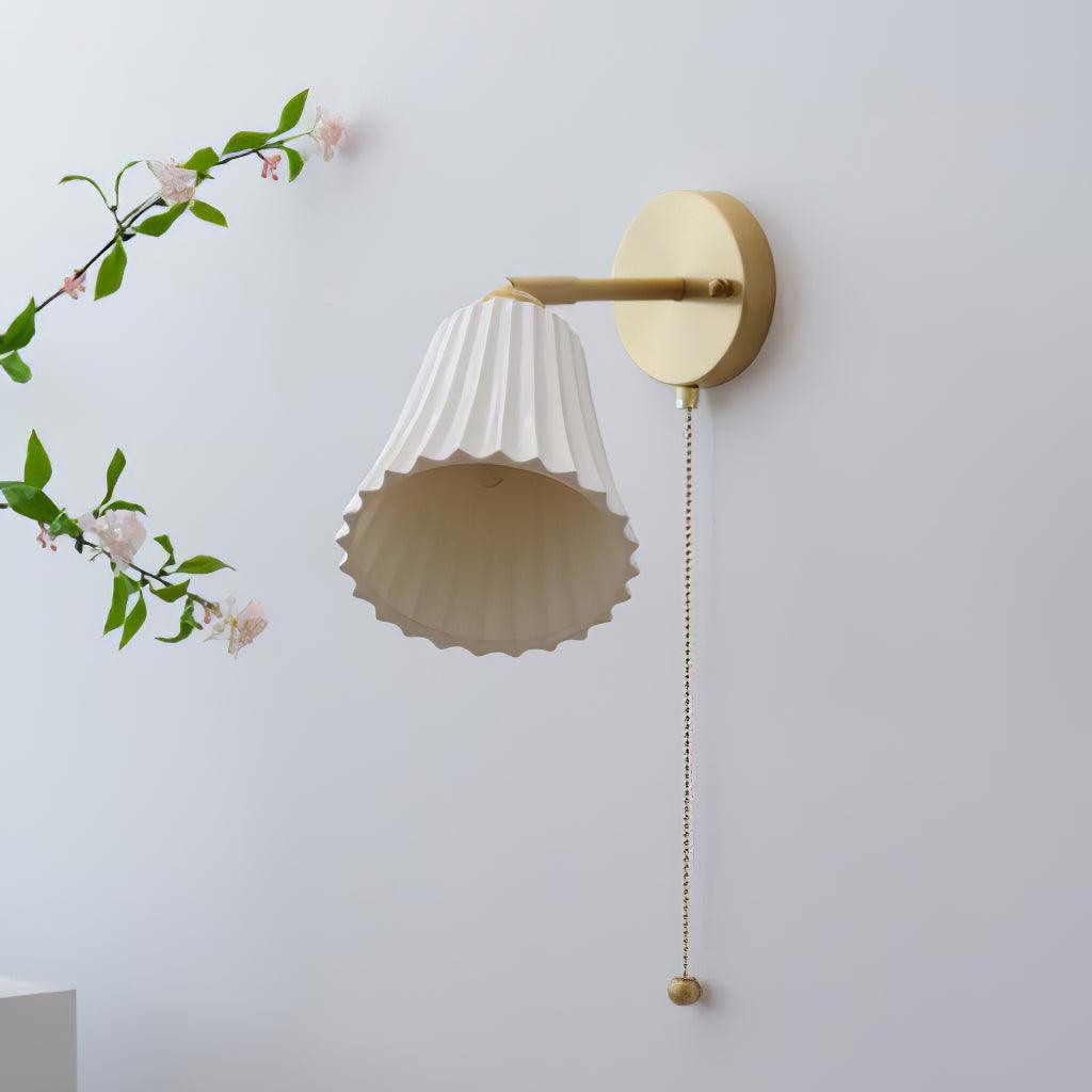 Modern Pull Cord Metal Ceramics Indoor Wall Lamp for Bedroom K730