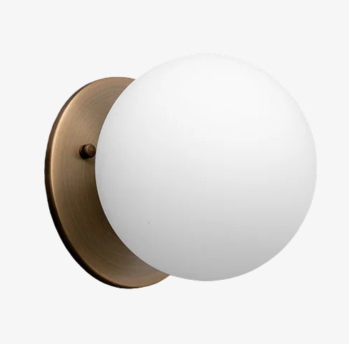 Glorica Glass Brass Wall Sconce - Frosted Globe Classic Light For Warm Ambiance K1530