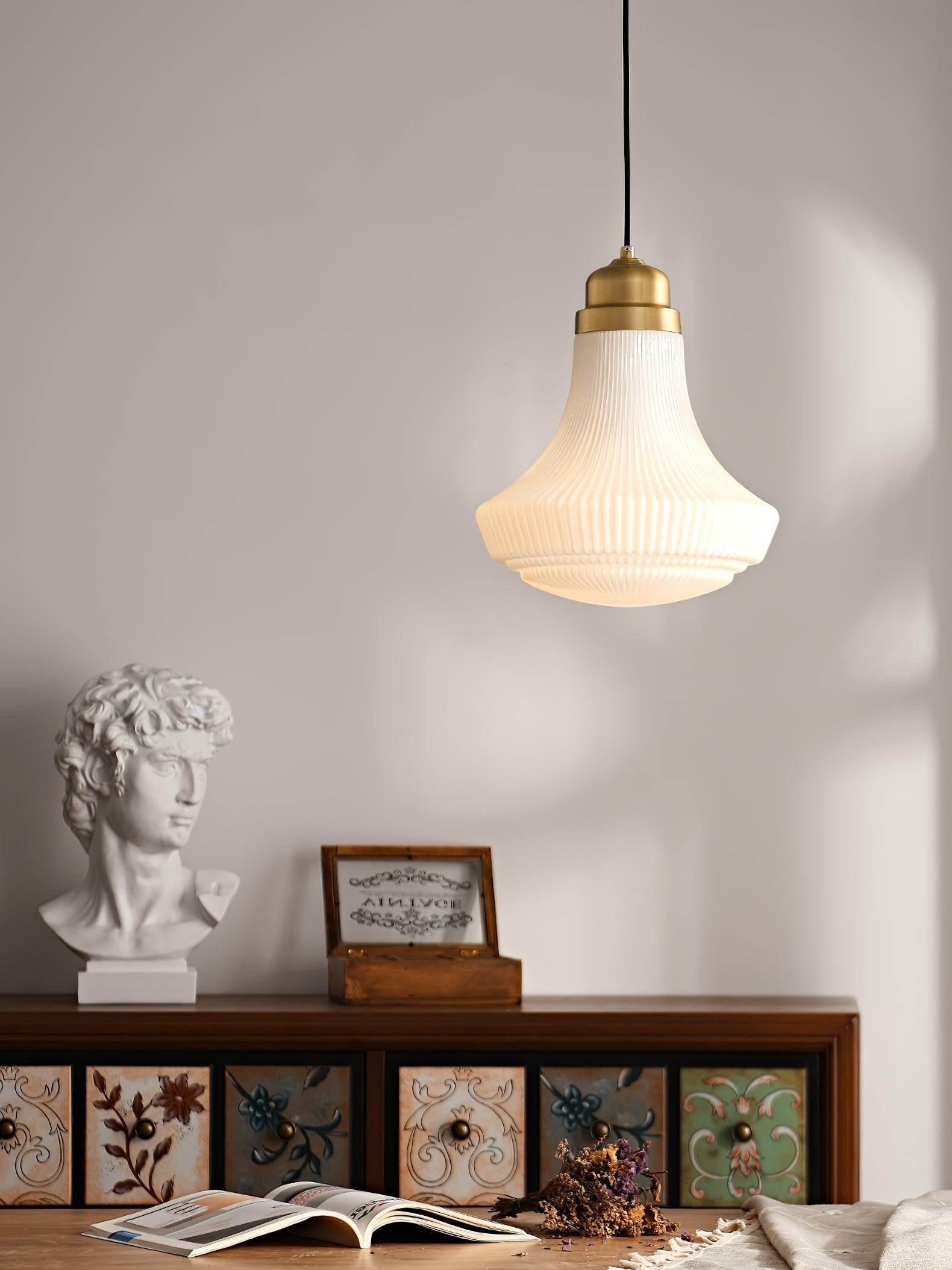Classical Brass Alabaster Glass Pendant Lamp K659