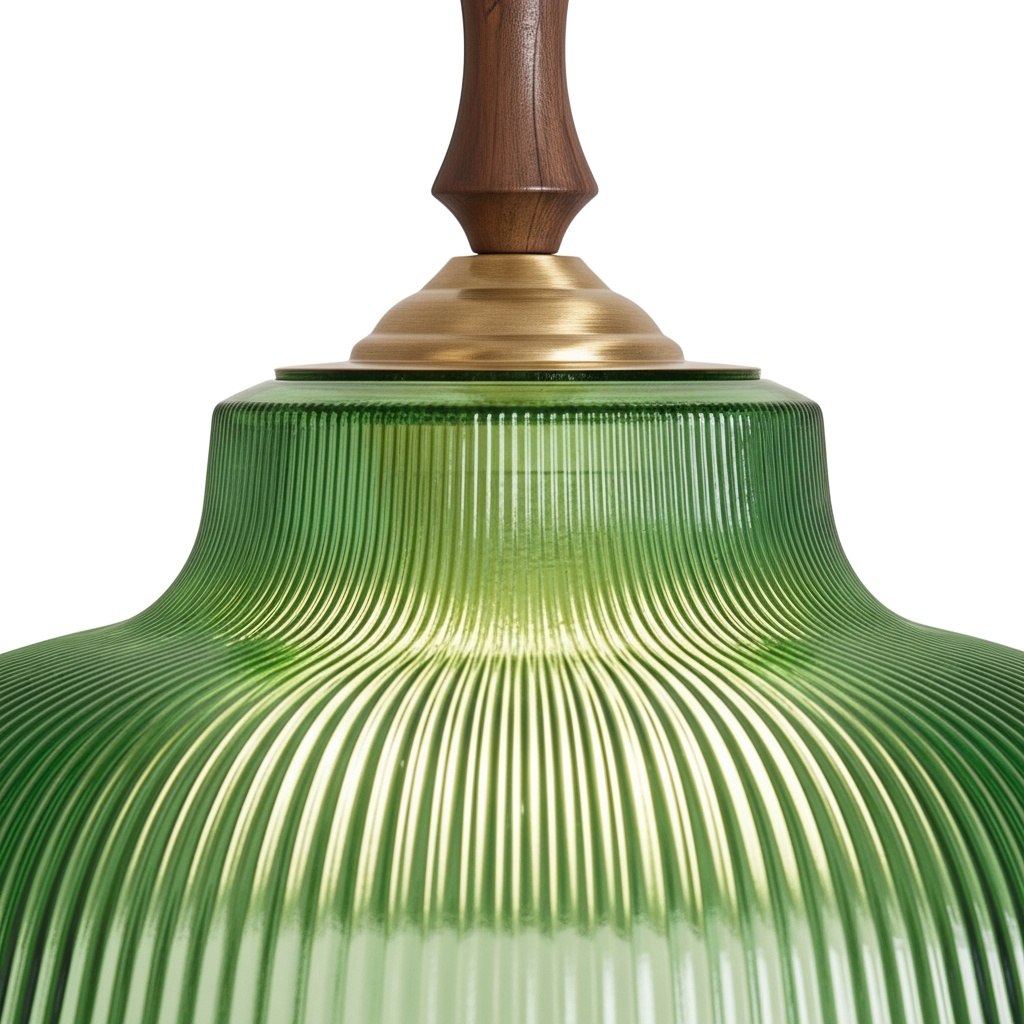 Elunaris Vintage Trumpet Shape Pendant Light with Green Glass Shade for Dining Room K2274