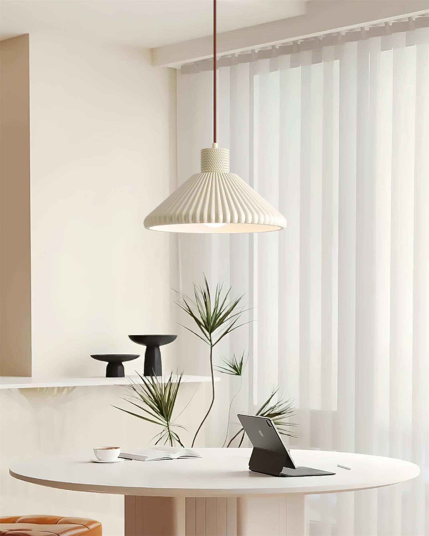 Cream Style Cone Striped Pendant Lamp K681