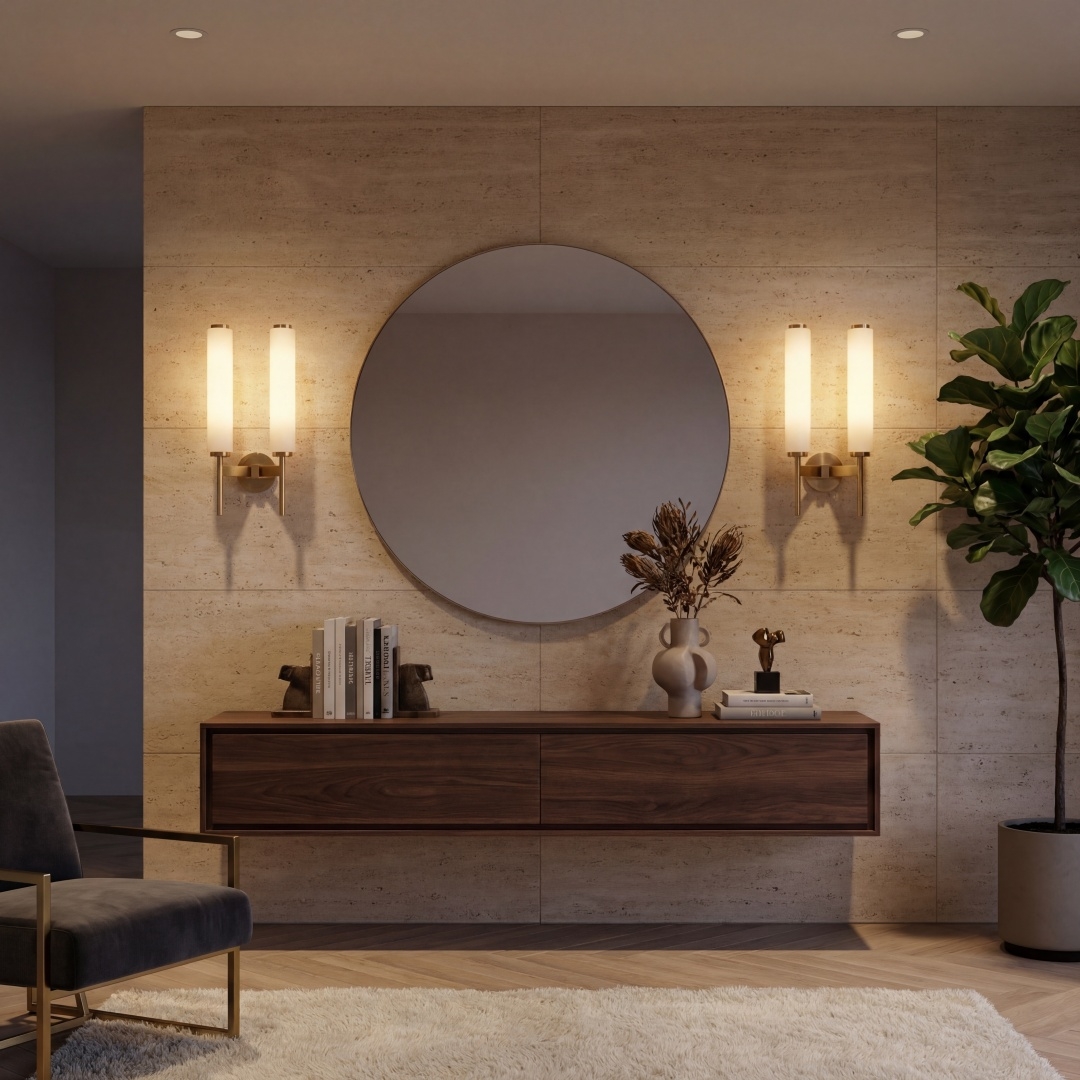 Luxellea Wall Lamp Slim Rod Round Plate Lighting Minimalist Modern Style for Any Room K2386