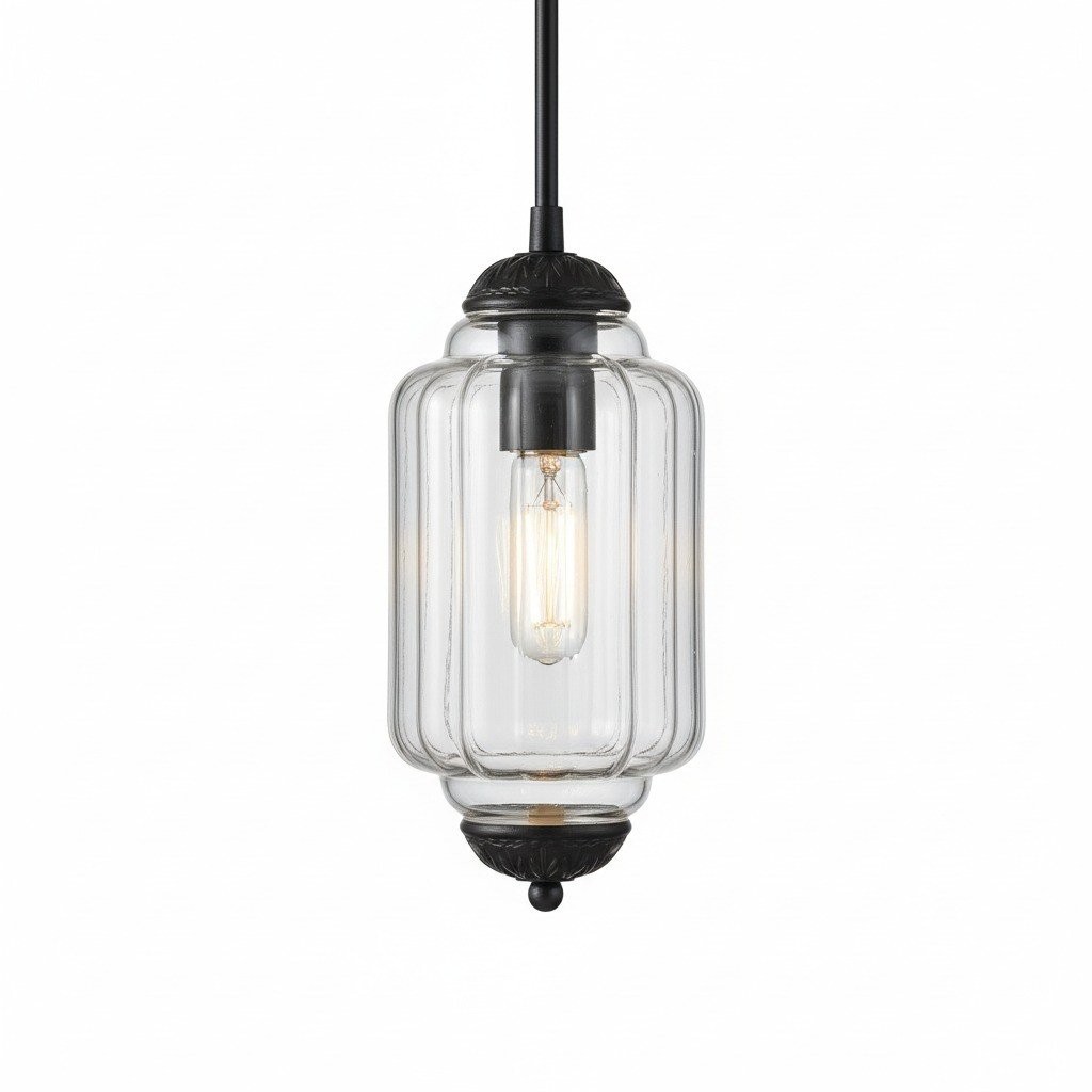 Eloise Classic Glass Pendant Light - Retro Glass and Metal Hanging Lamp for Kitchen Island Cafe K1475