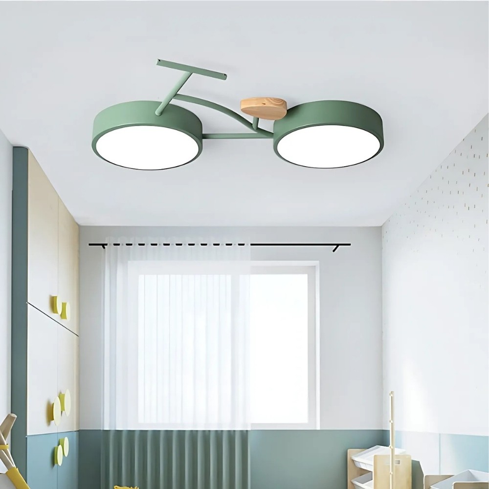 Bicycle Round Wood Led Ceiling Light For Kids Room K940