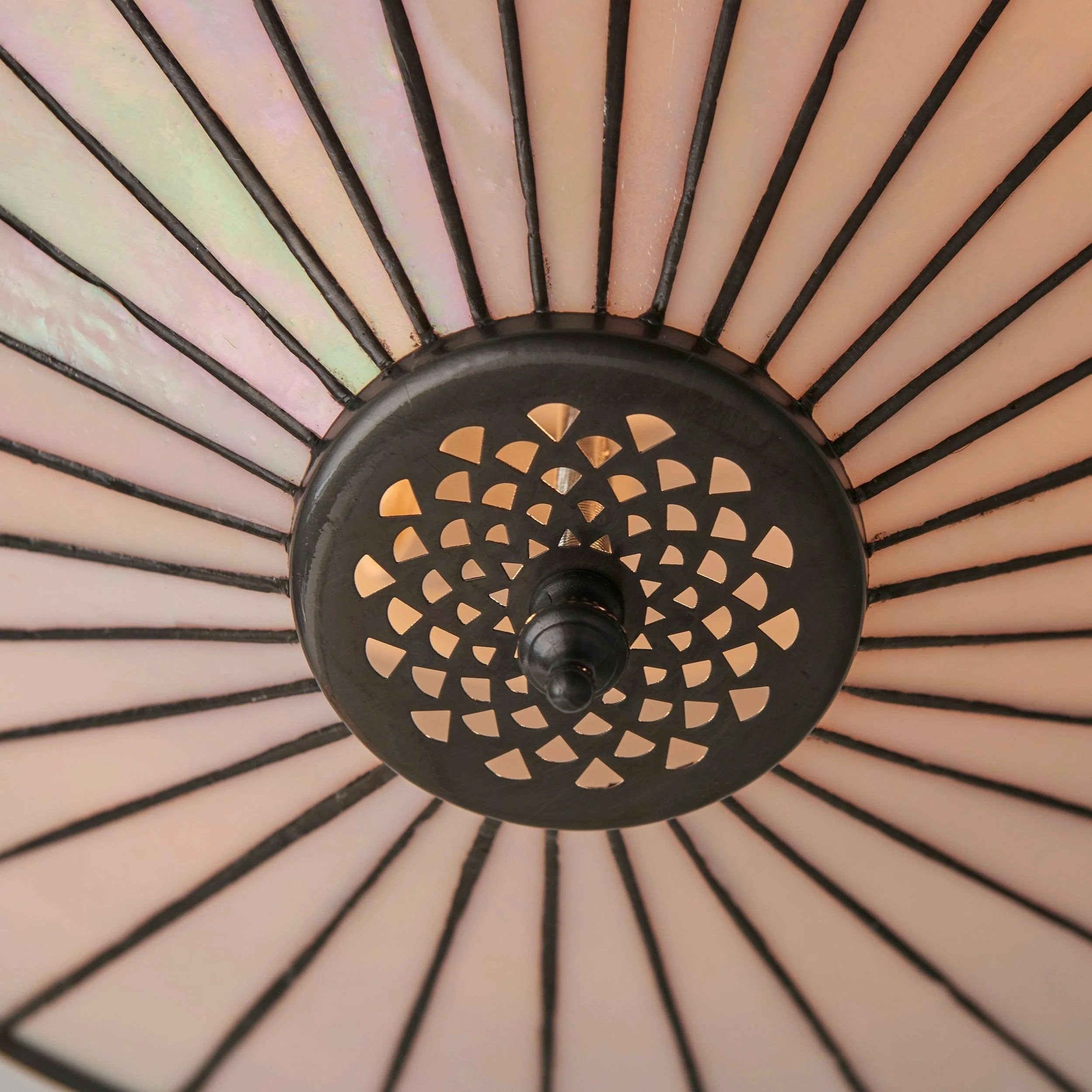 TiffStar Art Glass Ceiling Light - Vintage Style Flush Mount for Living Room K1786