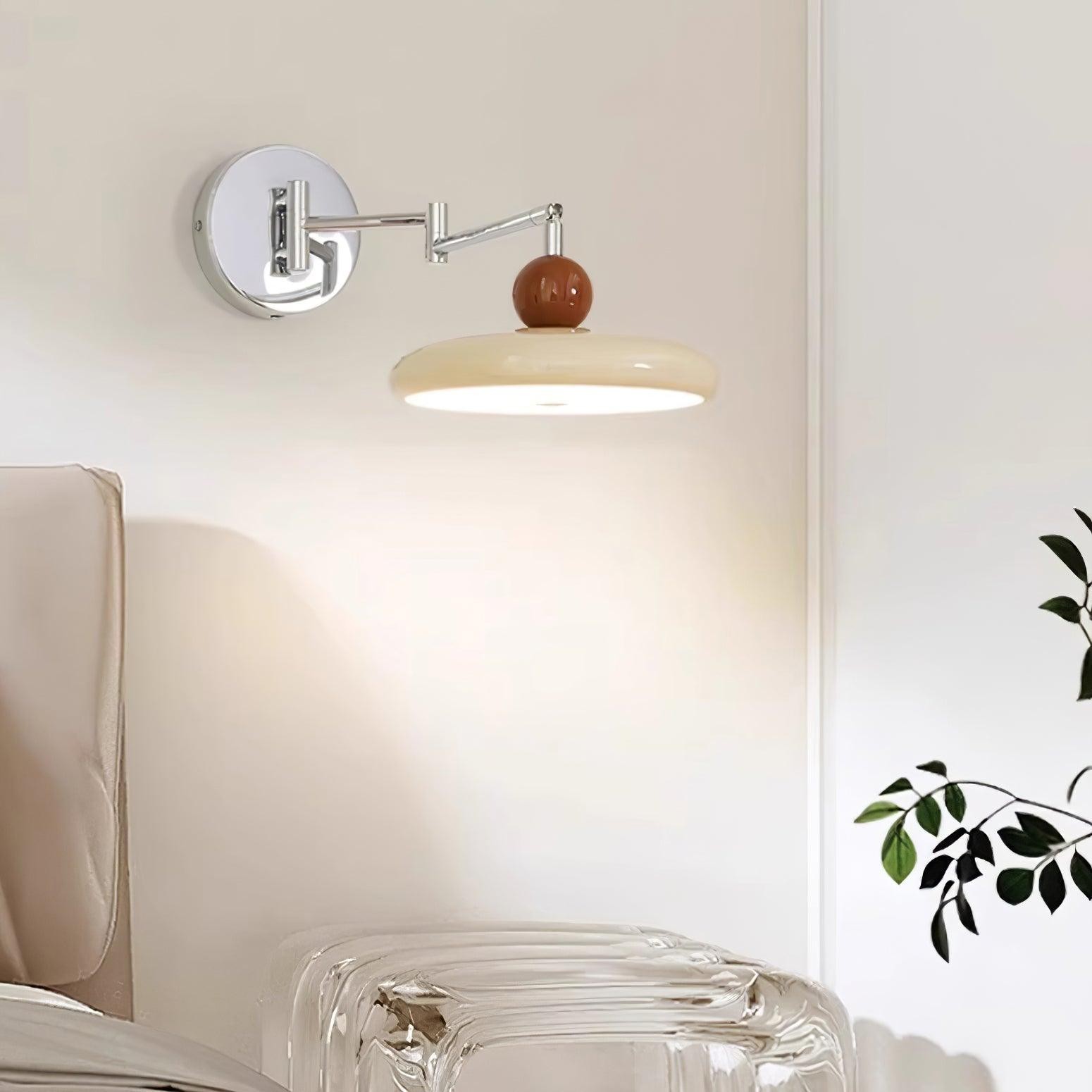 Cream Style Adjustable Swing Arm Disc Reading Wall Lamp K460
