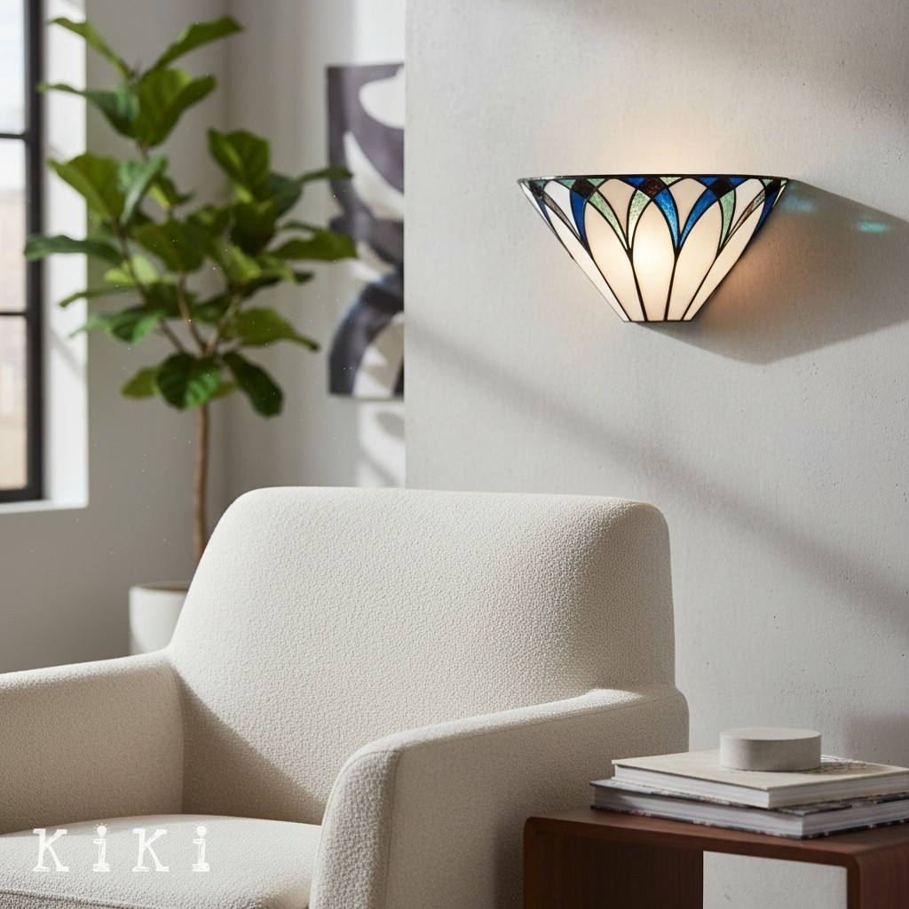 TF Allanton Vintage Art Deco Wall Light - Elegant Glass and Metal Sconce for Hallway K1783