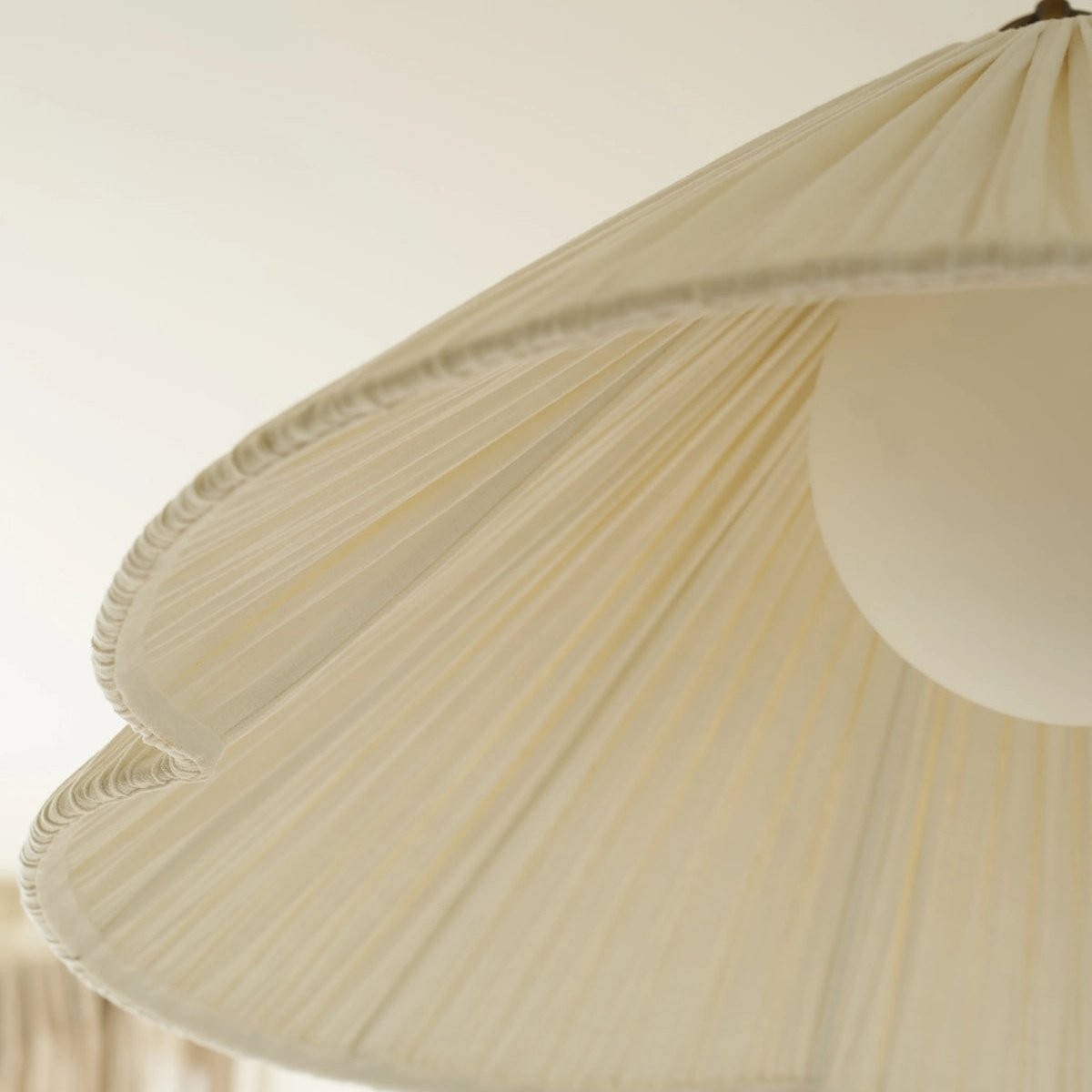 Blossine Linen Scalloped Pendant Light - Modern Farmhouse Hanging Lamp for Dining Room K1689