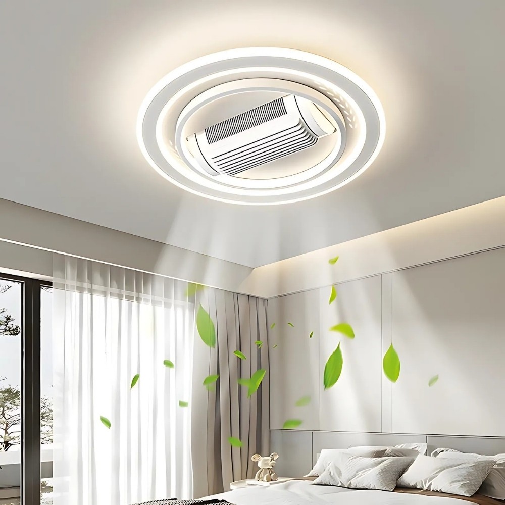 Modern LED Flat Quiet Bladeless Ceiling Fan LIght K1105