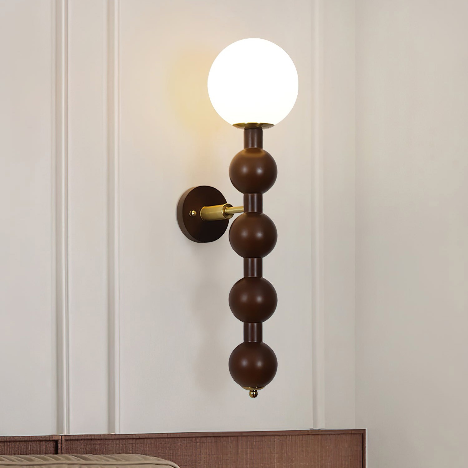 Country French Wooden Gourd Ball Wall Lamp K162