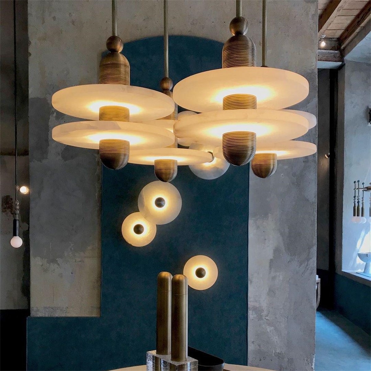Elegant Disc Alabaster Pendant Light K211