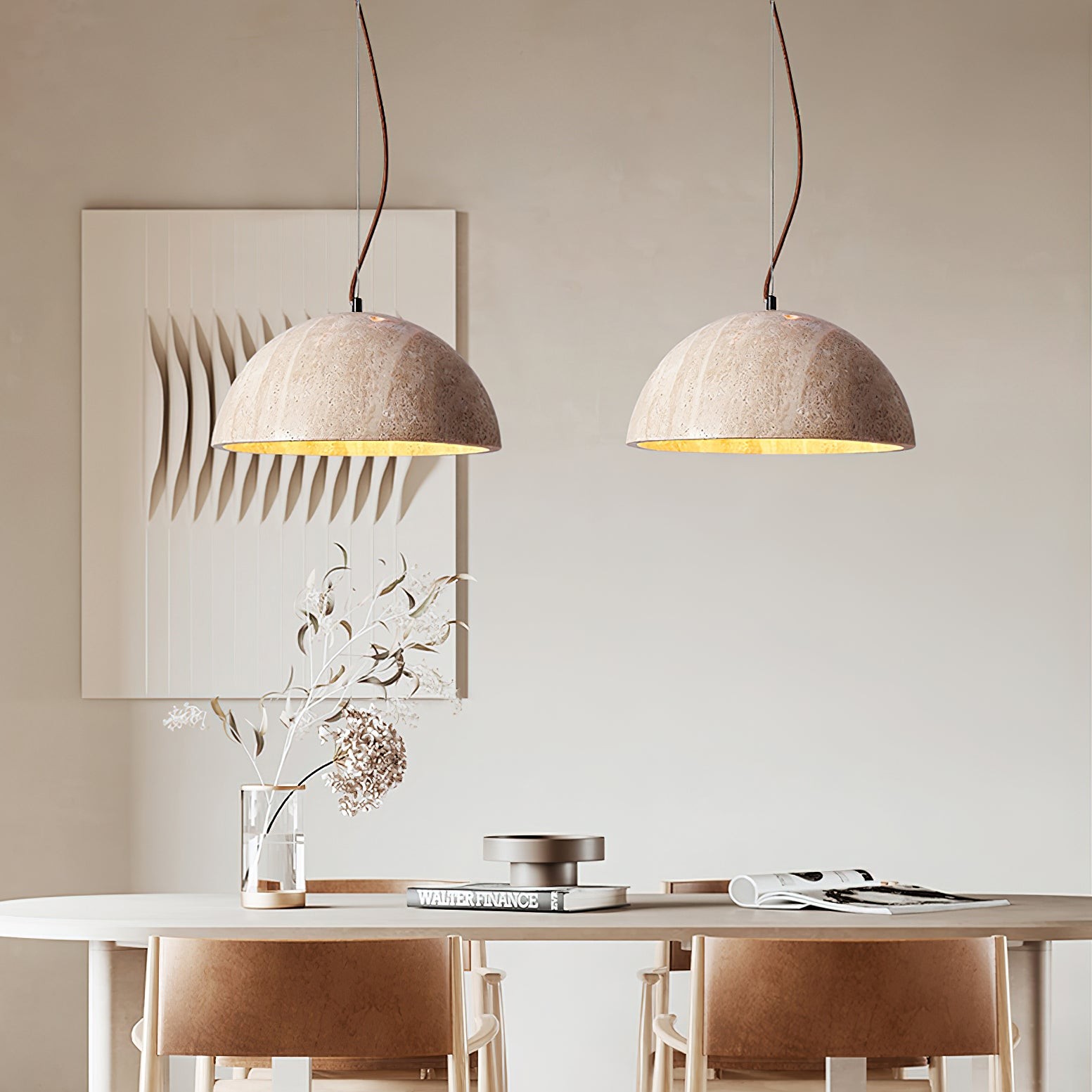 Travertine Creative Hemispherical Pendant Lamp K339
