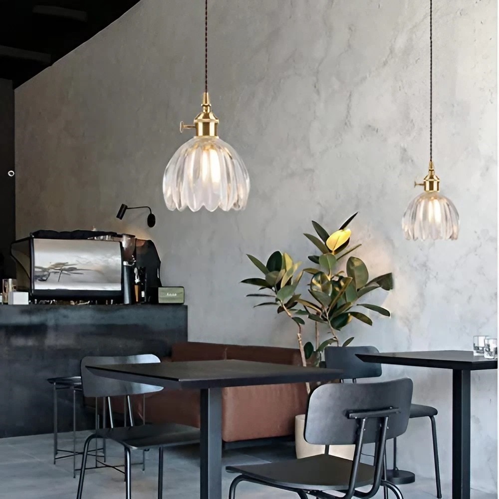 Vintage Glass Flower Pendant Light K18