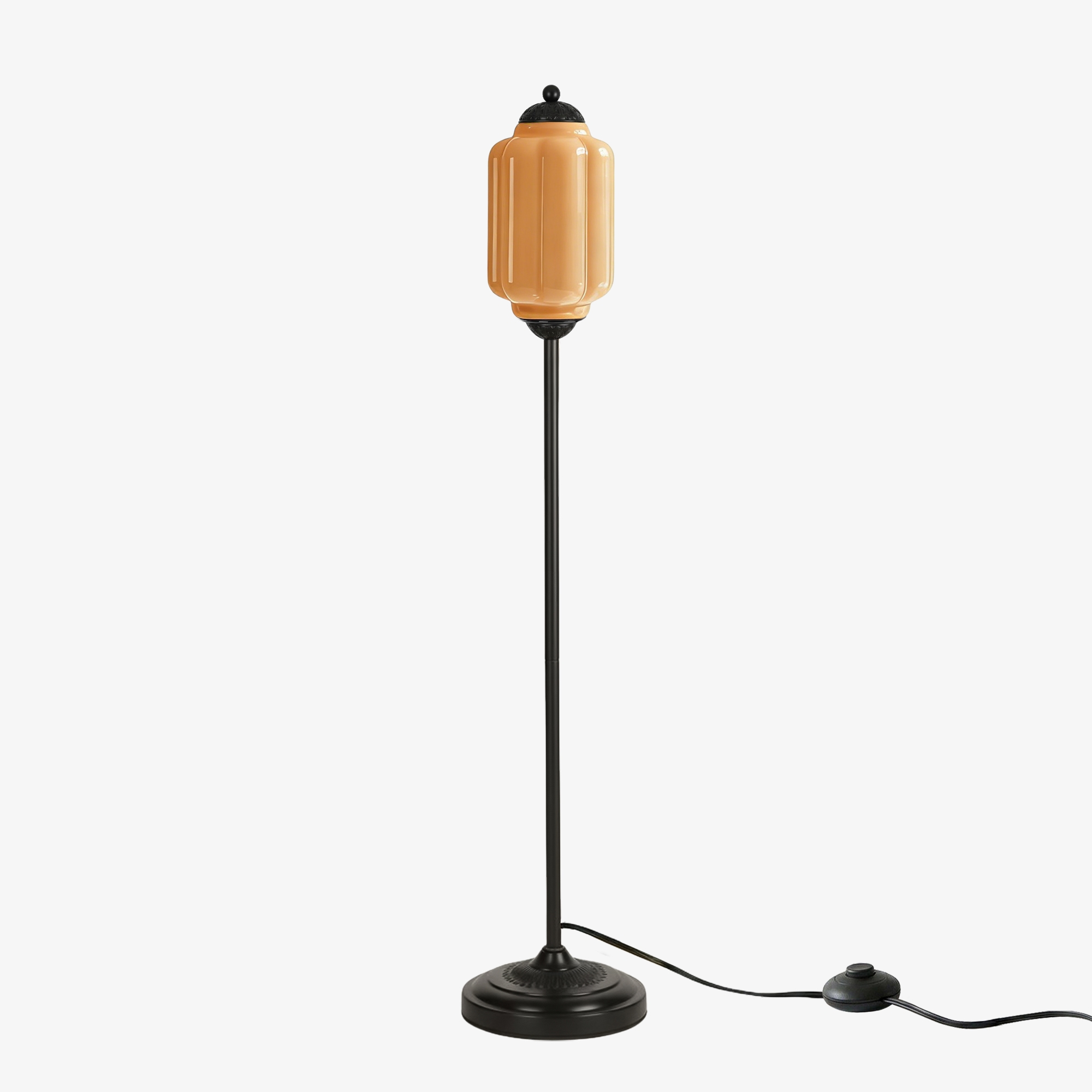 Eloise Handcrafted Retro Glass Floor Lamp - Lantern Form Floor Light for Reading Corners K2345