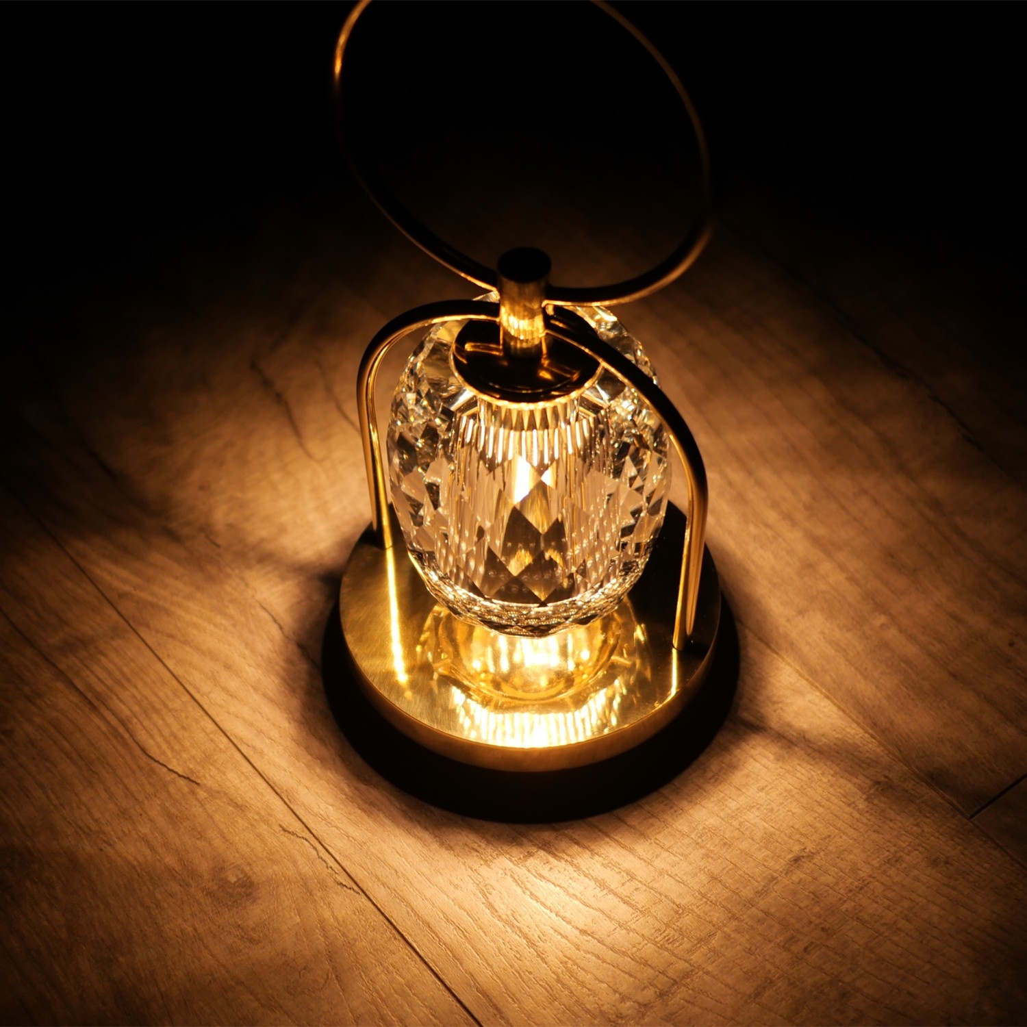 Vintage Brass Crystal Rechargeable Lamp