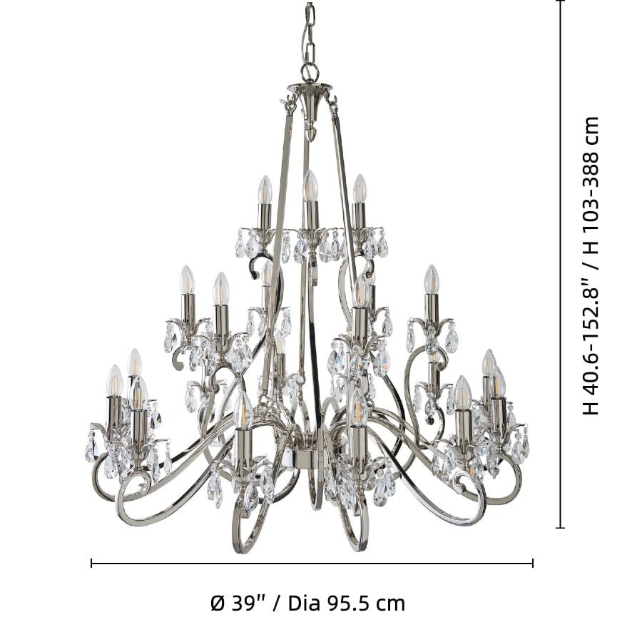 Talonis Crystal Chandelier - Traditional Candle-Style Brass and Nickel for Living Room and Dining Room K1930