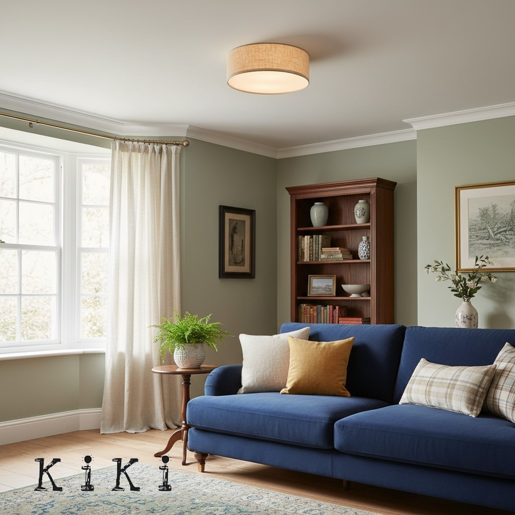 Dumora Elegant Linen Drum Flushmount – Modern Ceiling Light for Every Room K1289