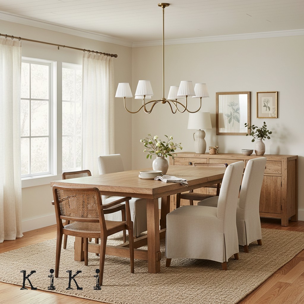 Luvora Round Pleated Shade Chandelier – Elegant Iron & Fabric Lighting for Dining & Living K1305