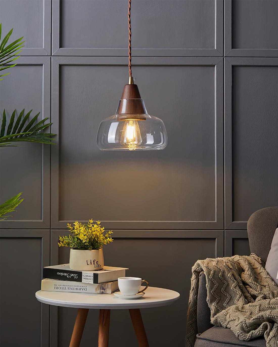 Walnut Glass Pendant Lamp K764