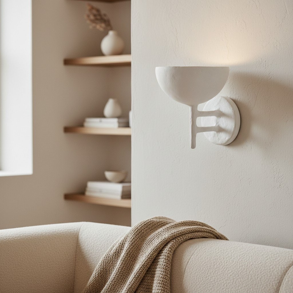 Plara Decorative Wall Lamp - Plaster‑Covered Metal Wall Light Clean Modern Style for Bathroom Vanity & Accent Walls K1695